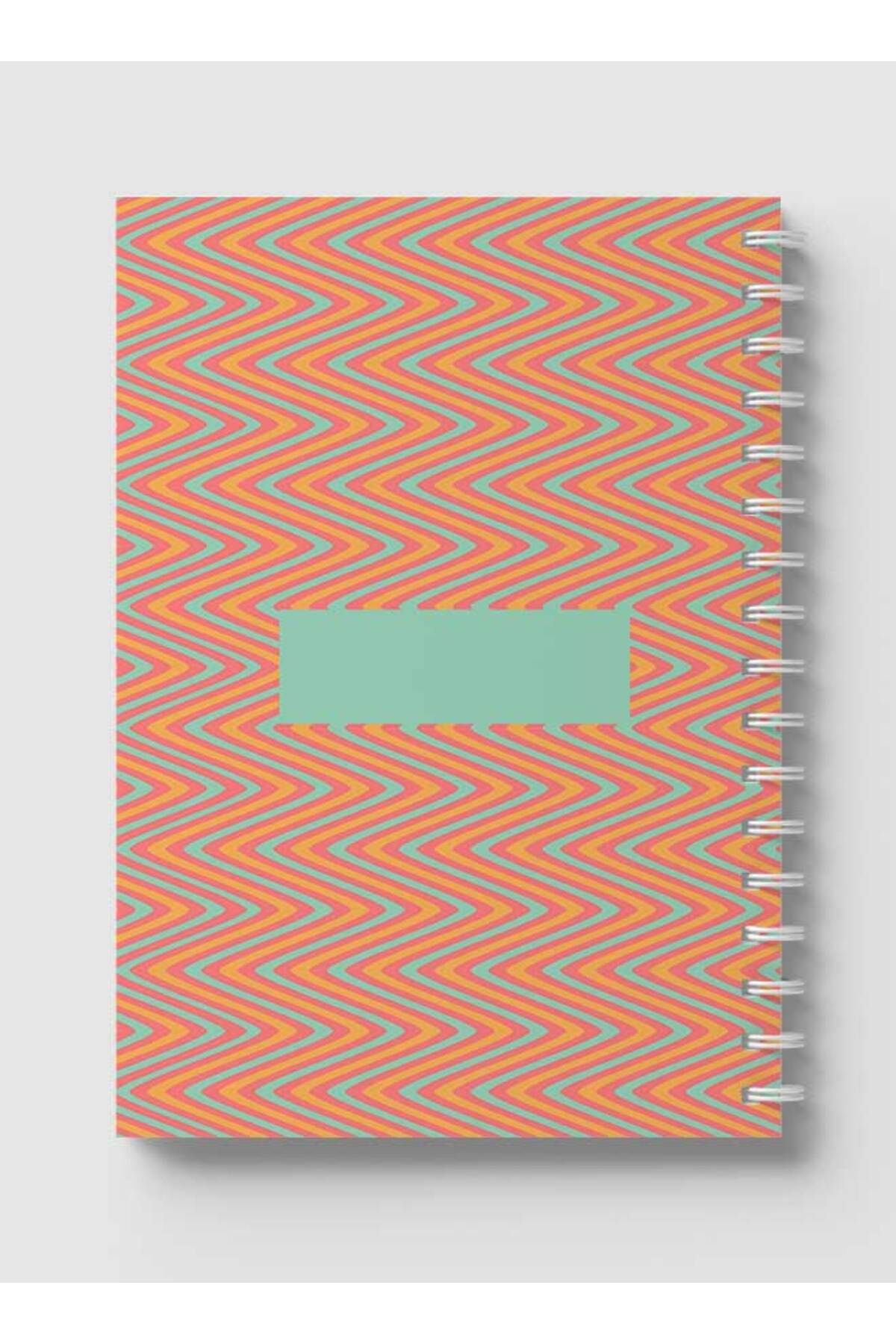 LOWHA-Spiral Notebook with Front and Back Hard Covers Featuring Colorful Zigzag Lines Design 5