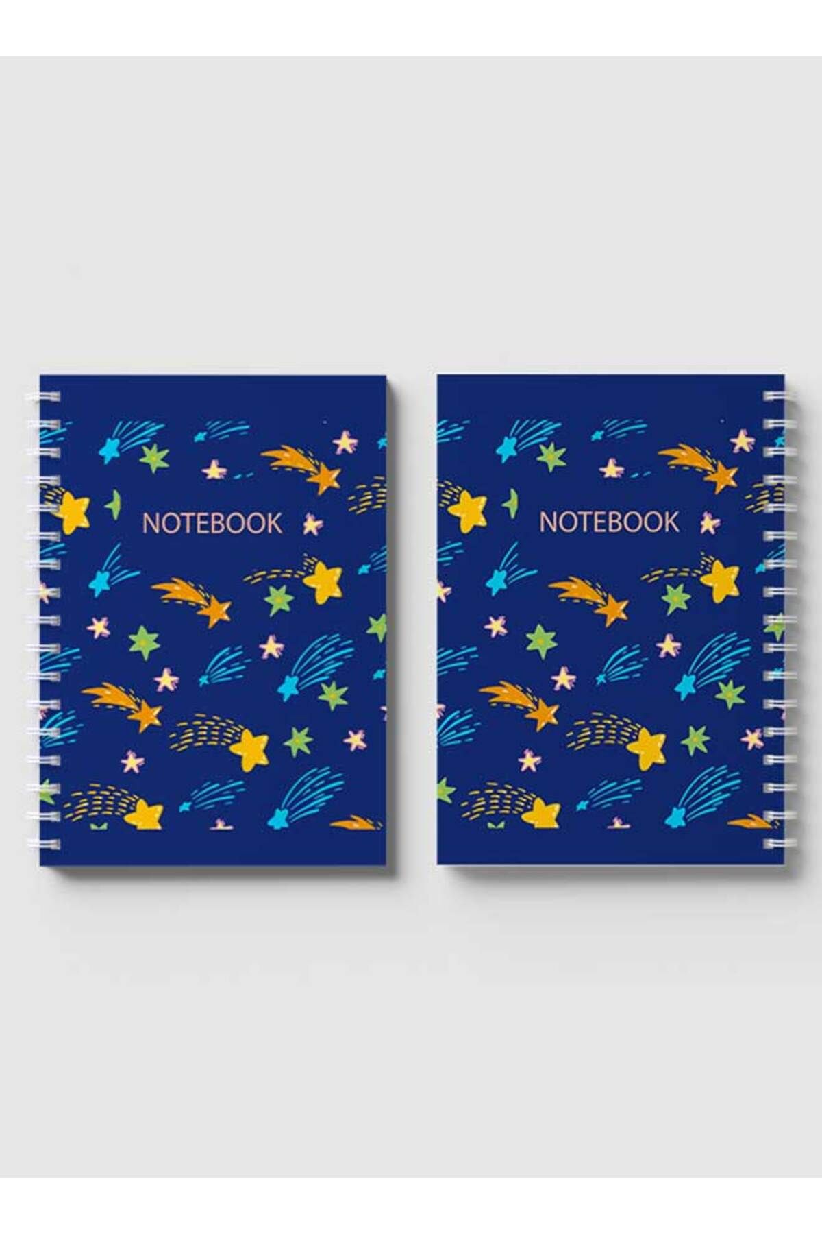 LOWHA-Spiral Notebook with Front and Back Hard Covers Featuring Boho Stars Design 4