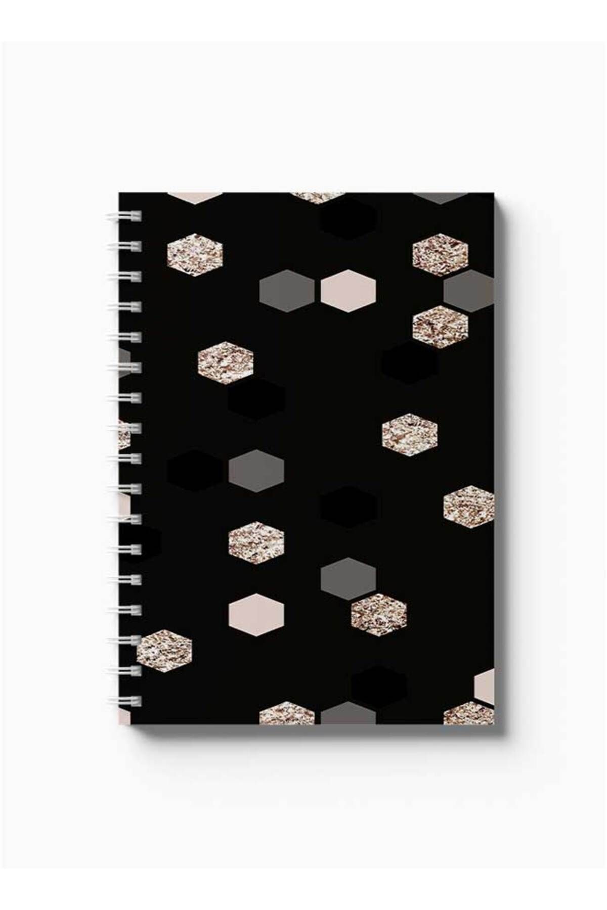 LOWHA-Spiral Notebook with Front and Back Hard Covers Featuring Shapes Design 5