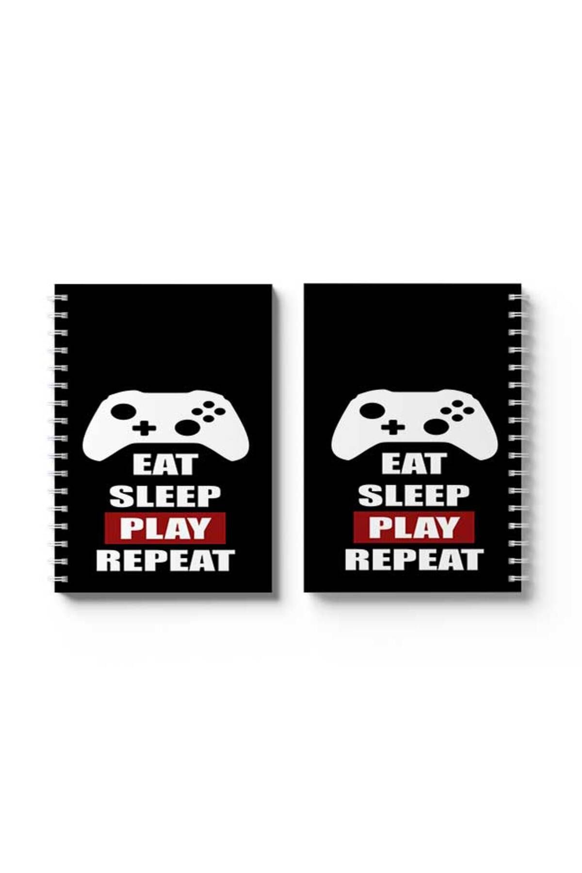 LOWHA-Spiral Notebook with Front and Back Hard Covers Featuring Eat Sleep Play Repeat Design 4