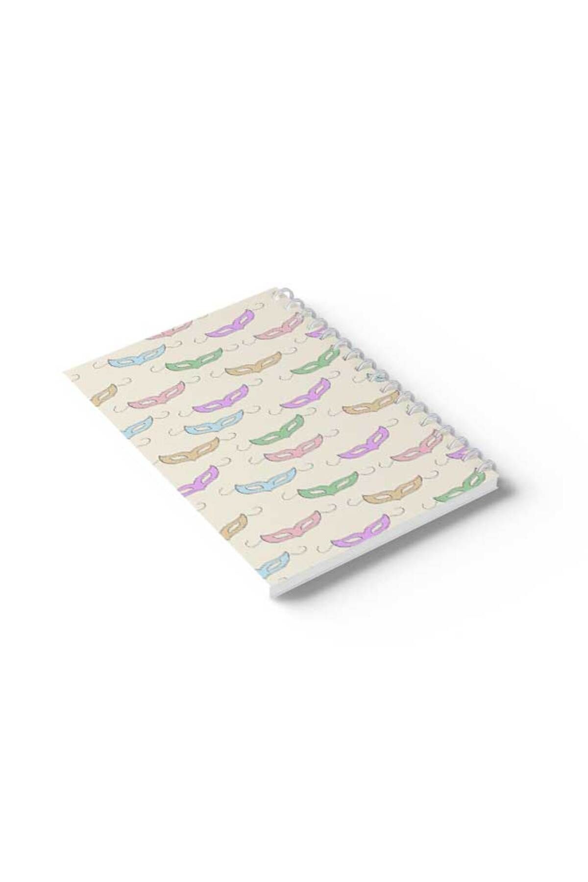LOWHA-Spiral Notebook with Front and Back Hard Covers Featuring Masks Design 6