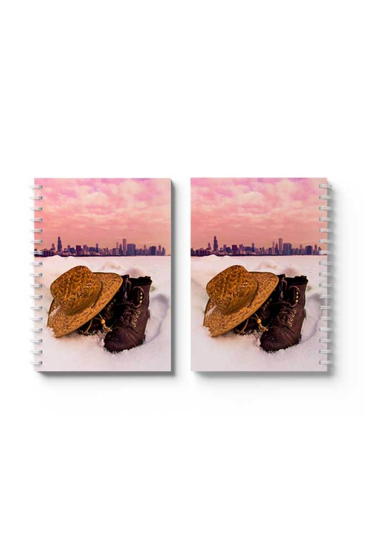 LOWHA-Spiral Notebook with Front and Back Hard Covers Featuring Hat And Boots Design 4