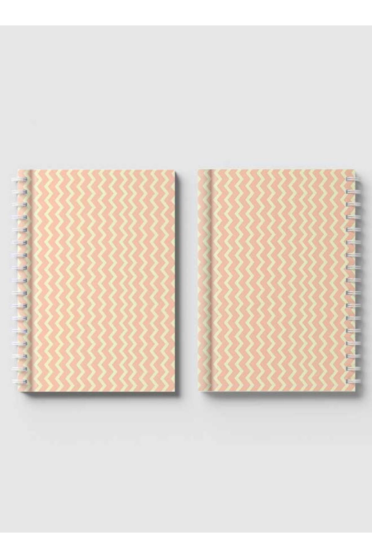 LOWHA-Spiral Notebook with Front and Back Hard Covers Featuring Abstract Zigzag Line Design 4