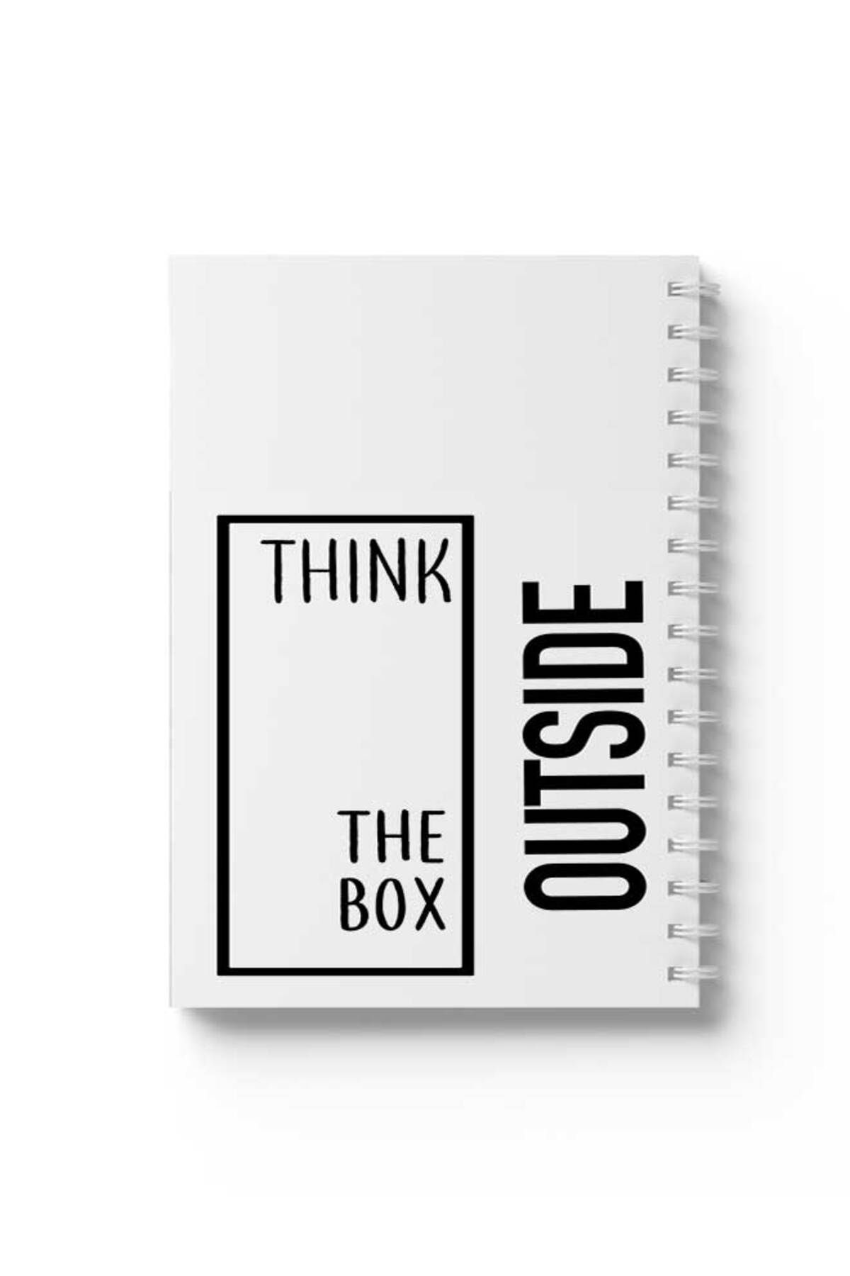 LOWHA-Spiral Notebook with Front and Back Hard Covers Featuring Think Outside the Box Design 1