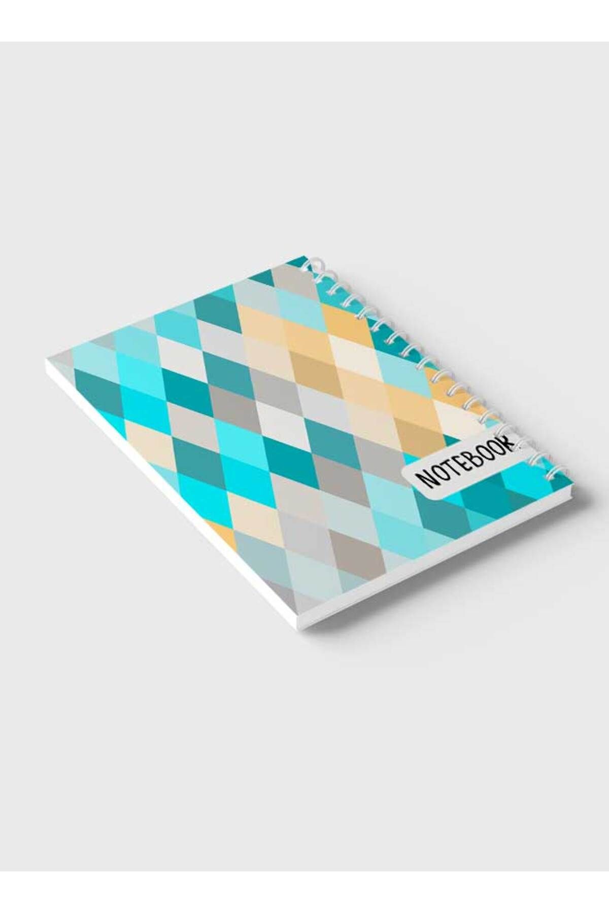 LOWHA-Spiral Notebook with Front and Back Hard Covers Featuring Seamlesss Rhombuses Design 6
