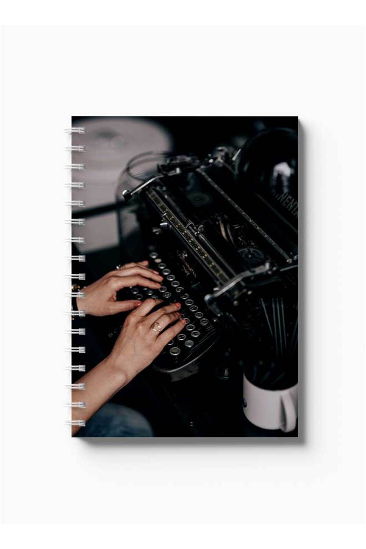 LOWHA-Spiral Notebook with Front and Back Hard Covers Featuring Typing Design 5