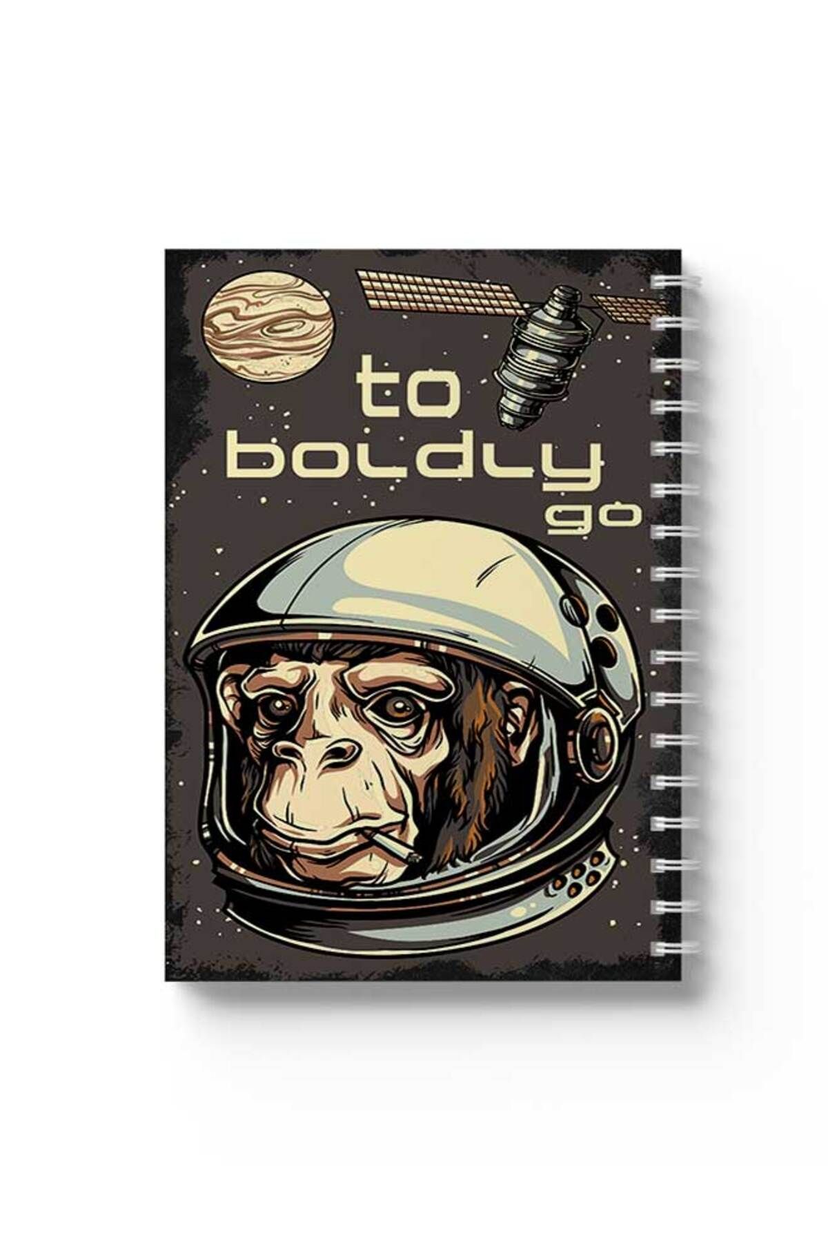 LOWHA-Spiral Notebook with Front and Back Hard Covers Featuring to Boldly Go Design 1