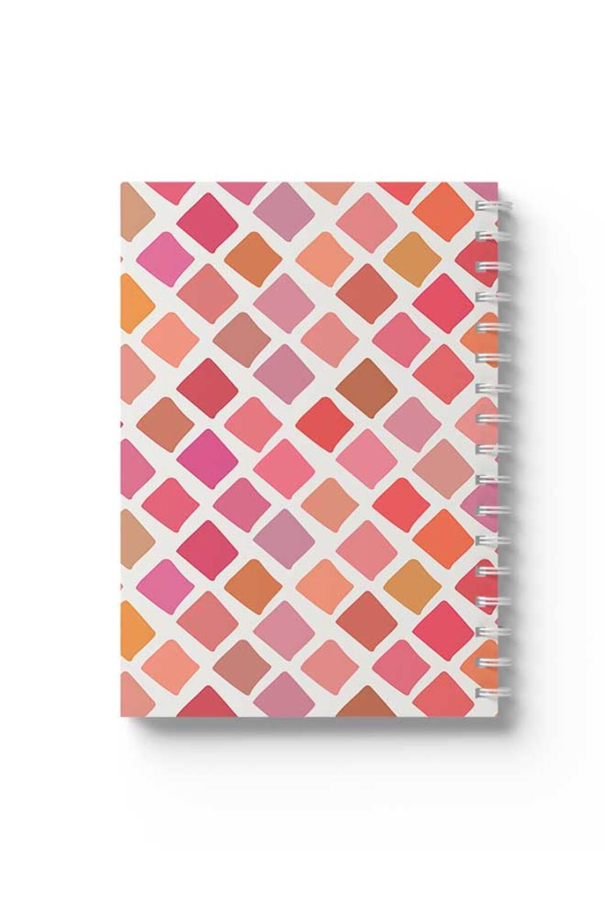 LOWHA-Spiral Notebook with Front and Back Hard Covers Featuring Qolourful Squares Design 1