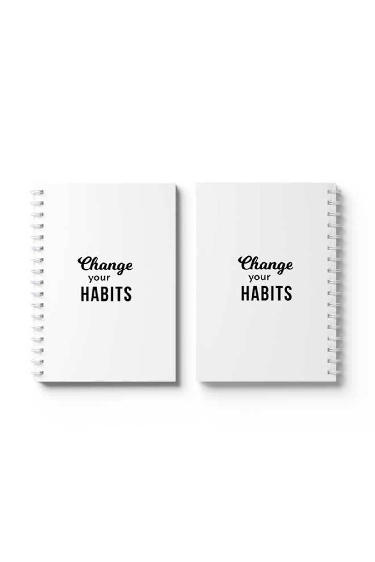 LOWHA-Spiral Notebook with Front and Back Hard Covers Featuring Change Your Habits Design 4
