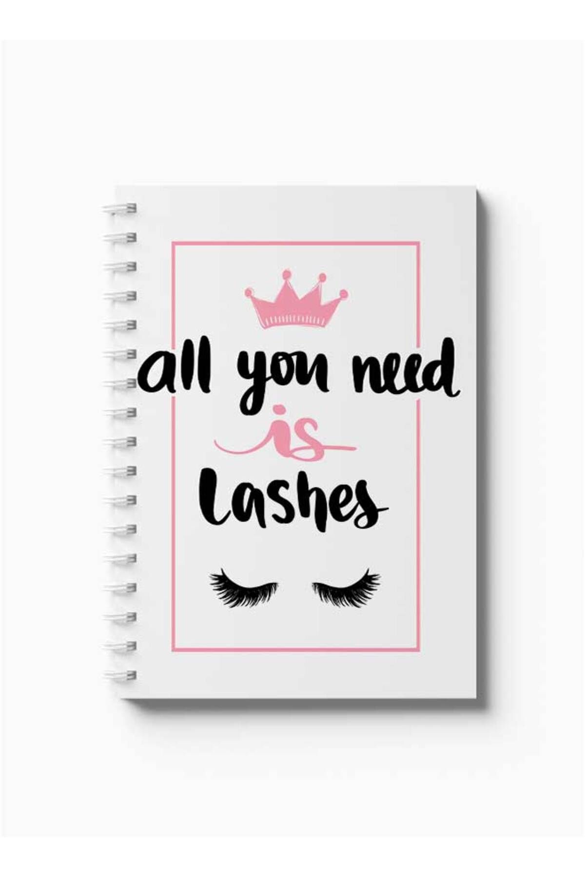 LOWHA-Spiral Notebook with Front and Back Hard Covers Featuring All You Need Is Lashes Design 5