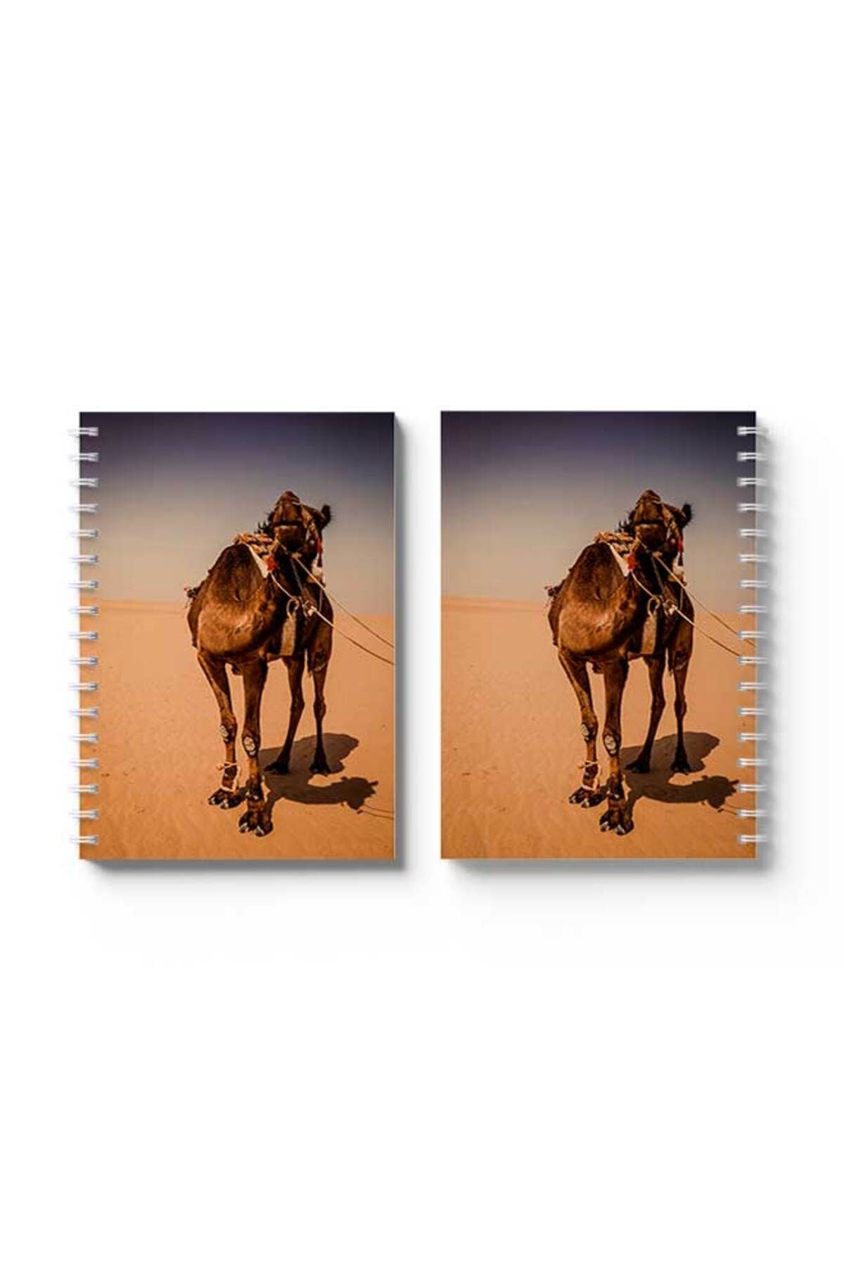 LOWHA-Spiral Notebook with Front and Back Hard Covers Featuring Camel Design 4