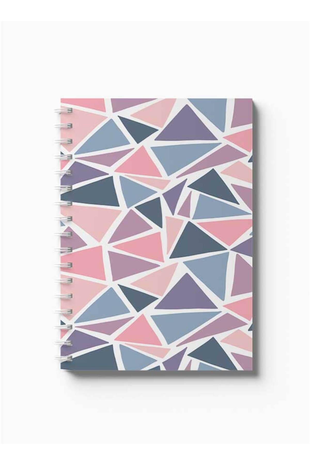 LOWHA-Spiral Notebook with Front and Back Hard Covers Featuring Colourful Triangles Design 5