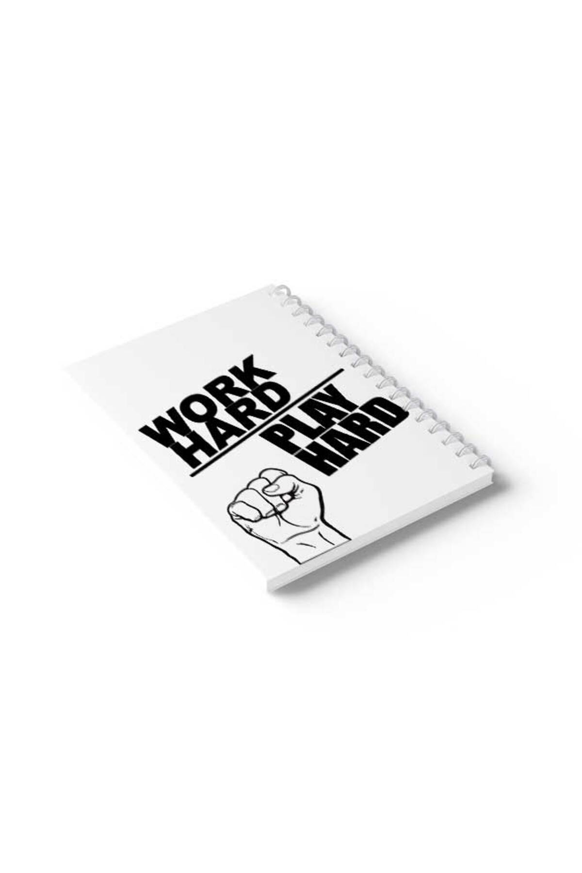 LOWHA-Spiral Notebook with Front and Back Hard Covers Featuring Work Hard Play Hard Design 6
