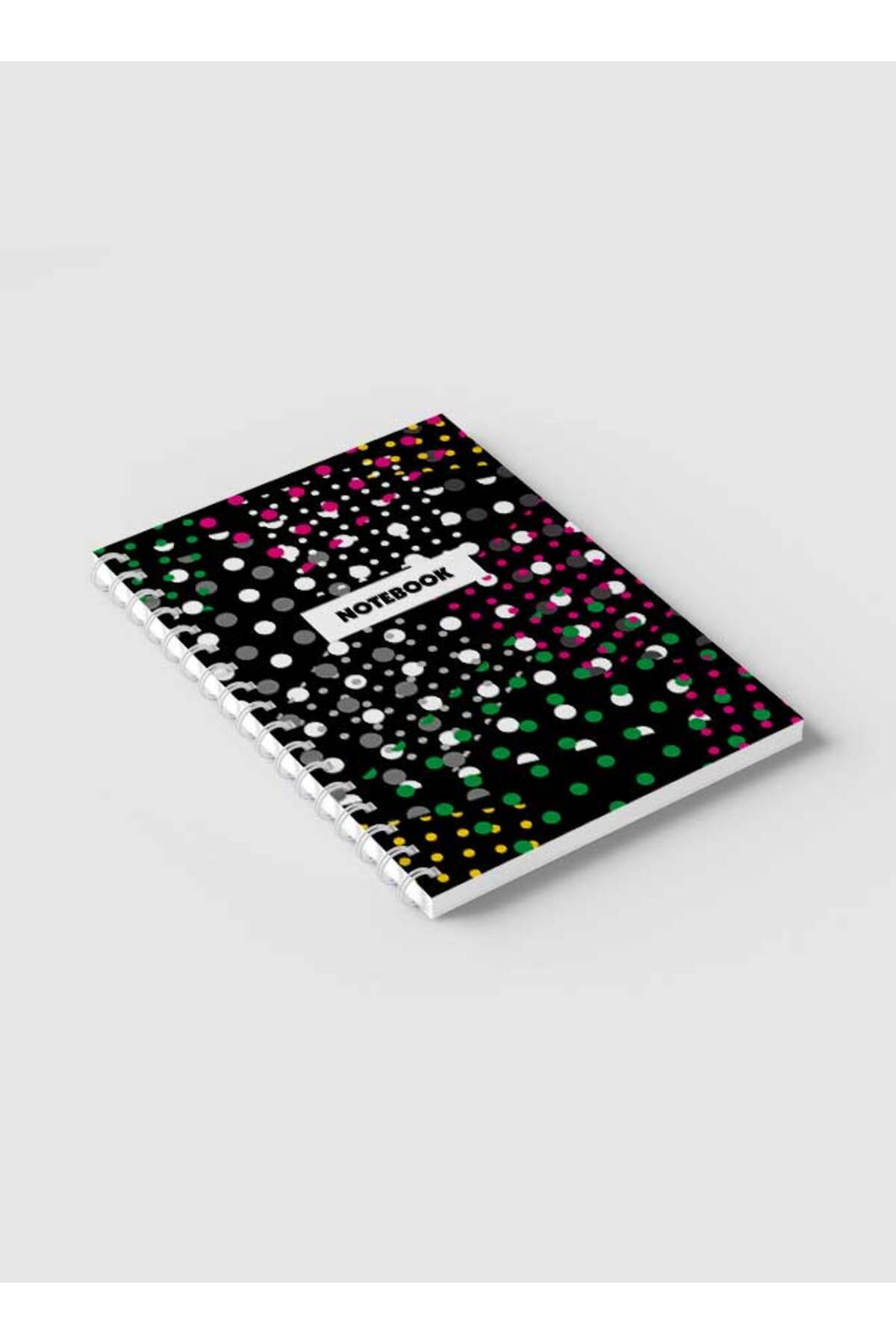 LOWHA-Spiral Notebook with Front and Back Hard Covers Featuring Abstract Multi-Colored Dots Design 2