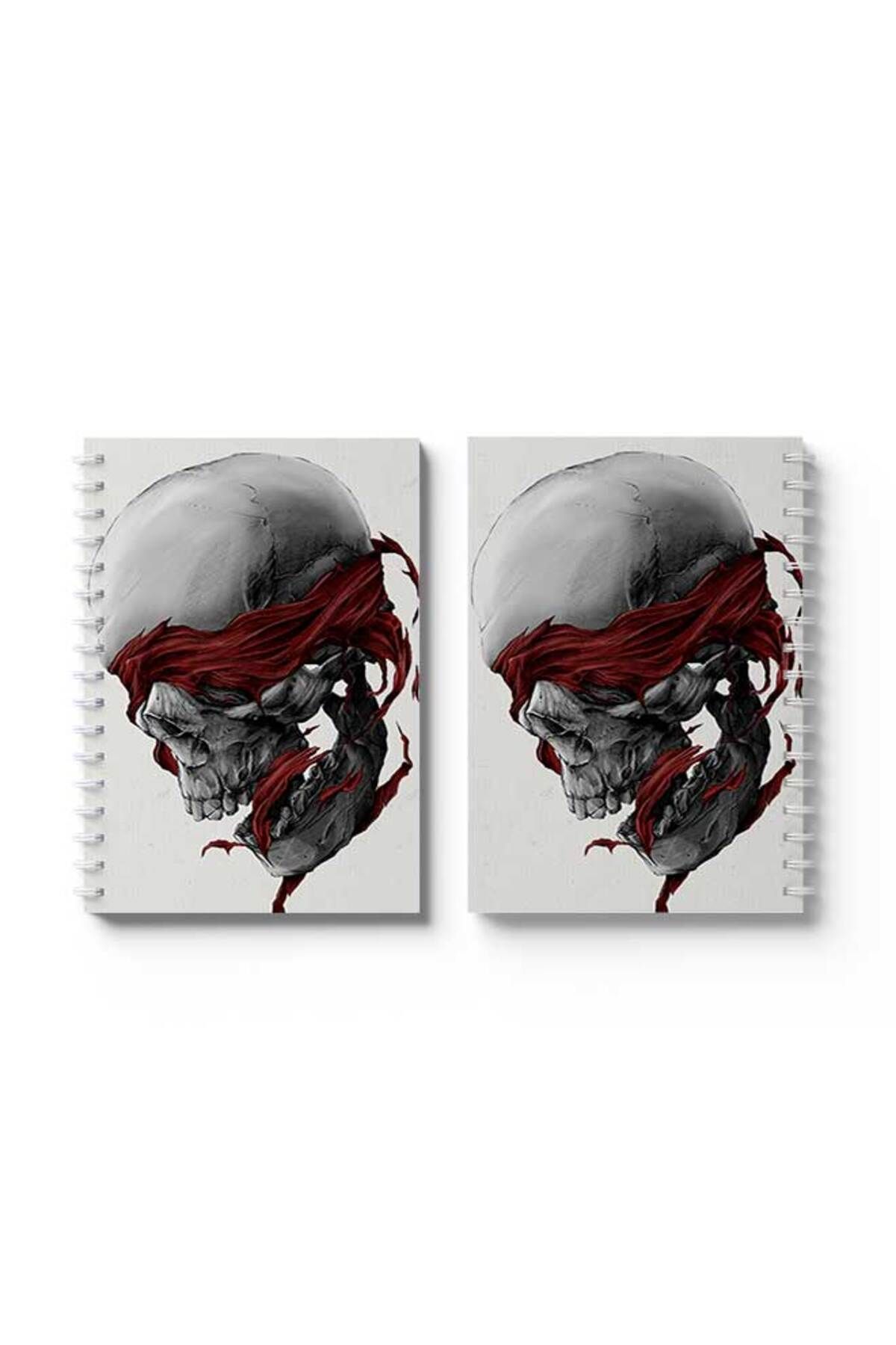 LOWHA-Spiral Notebook with Front and Back Hard Covers Featuring Skull Design 4