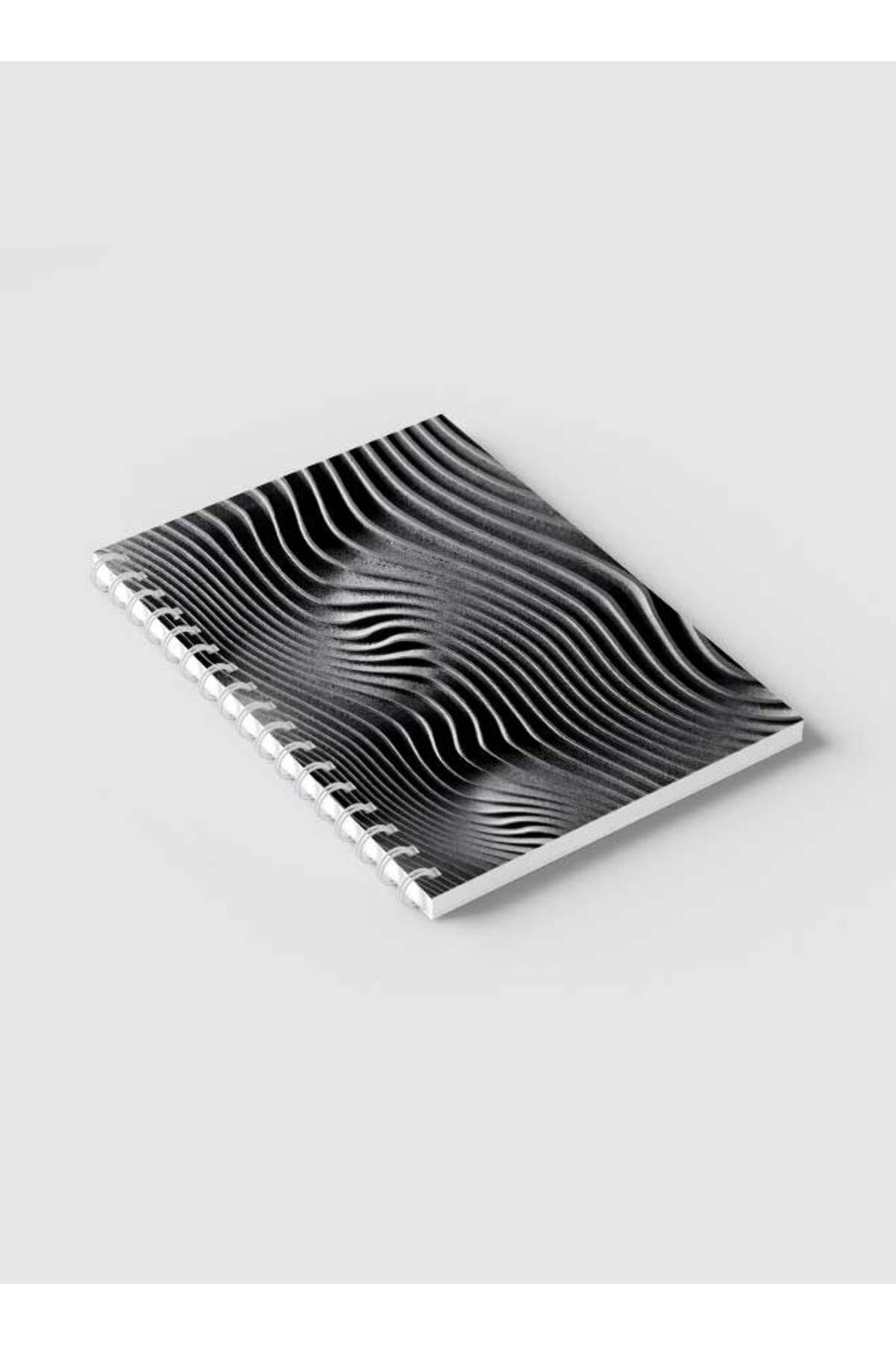 LOWHA-Spiral Notebook with Front and Back Hard Covers Featuring Abstract Concrete Wavy Lines Design 2
