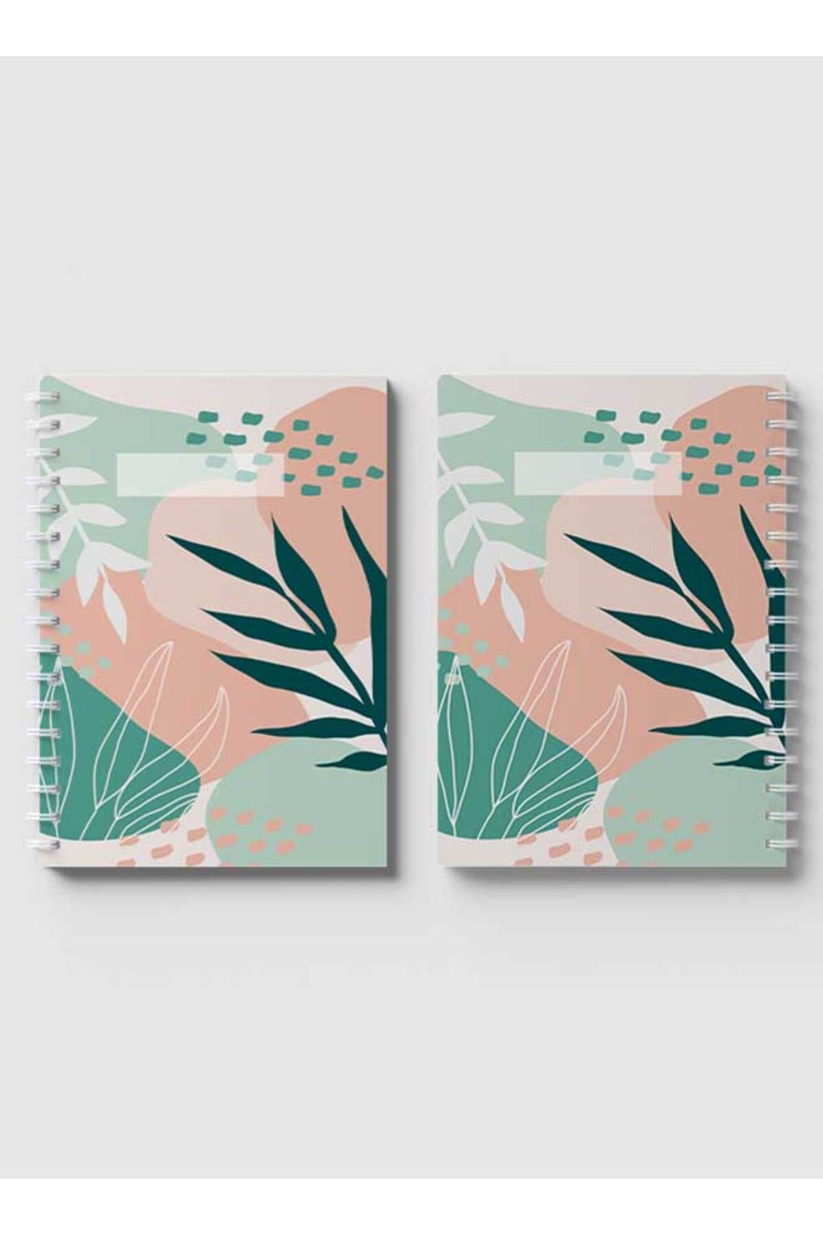 LOWHA-Spiral Notebook with Front and Back Hard Covers Featuring Abstract Leaves Design 4