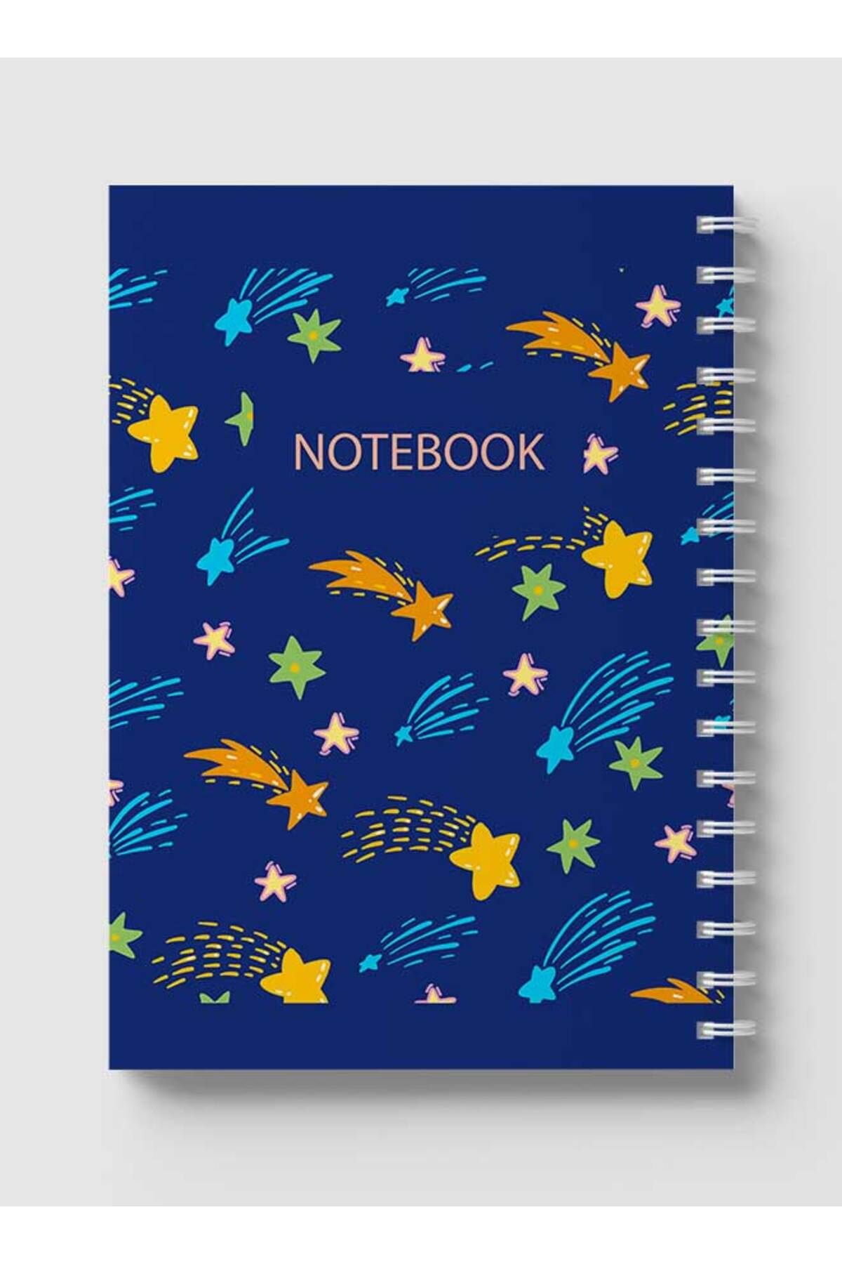 LOWHA-Spiral Notebook with Front and Back Hard Covers Featuring Boho Stars Design 5