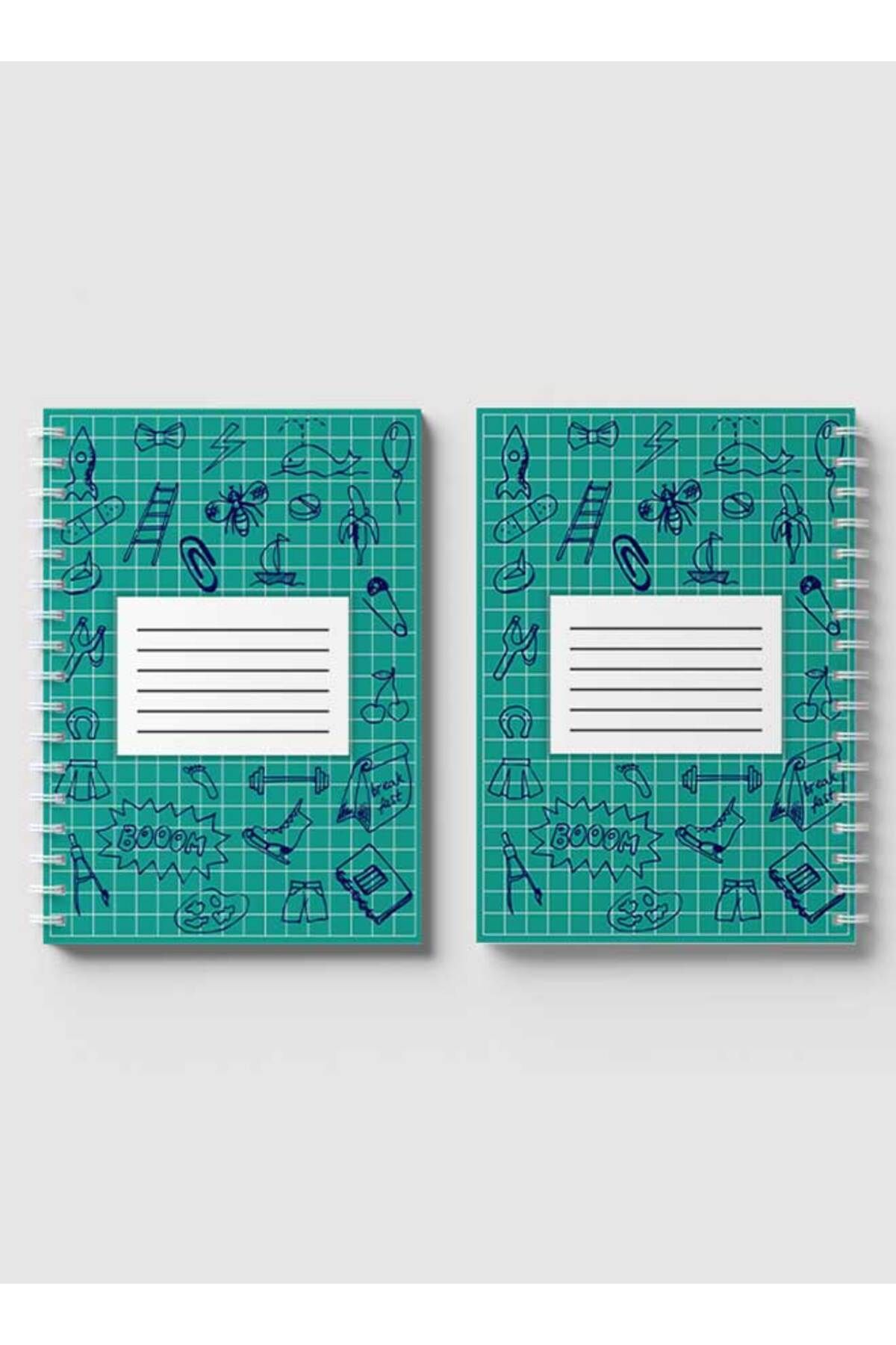 LOWHA-Spiral Notebook with Front and Back Hard Covers Featuring Back to School Grid Lines Design 4