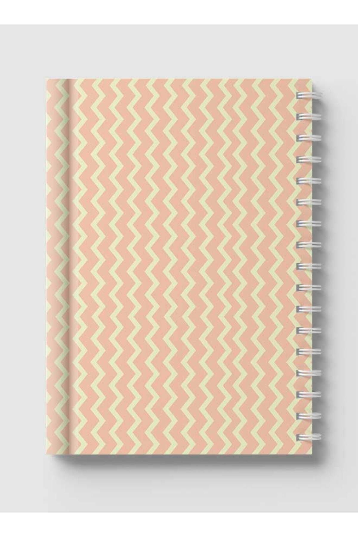 LOWHA-Spiral Notebook with Front and Back Hard Covers Featuring Abstract Zigzag Line Design 5