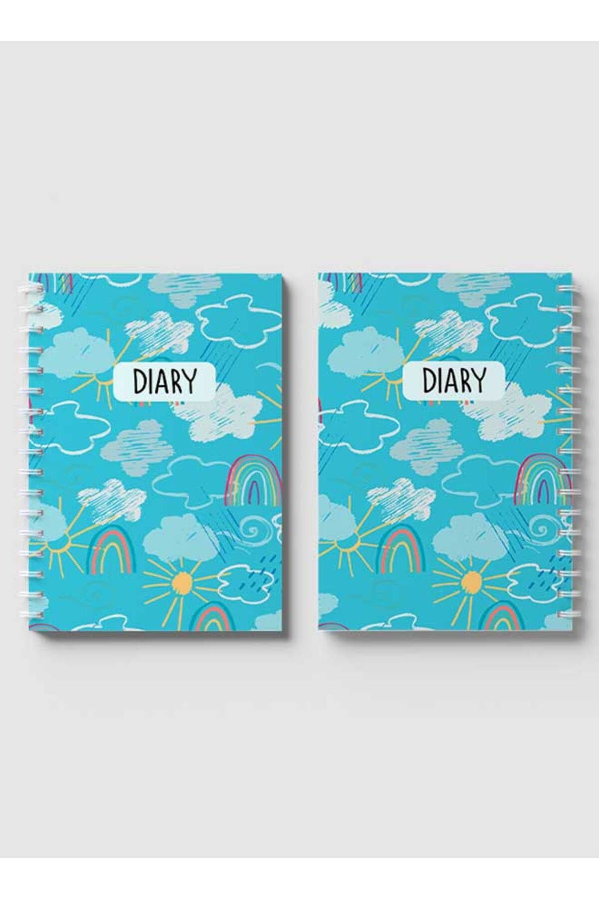 LOWHA-Spiral Notebook with Front and Back Hard Covers Featuring Mixed Weather Doodle Design 4