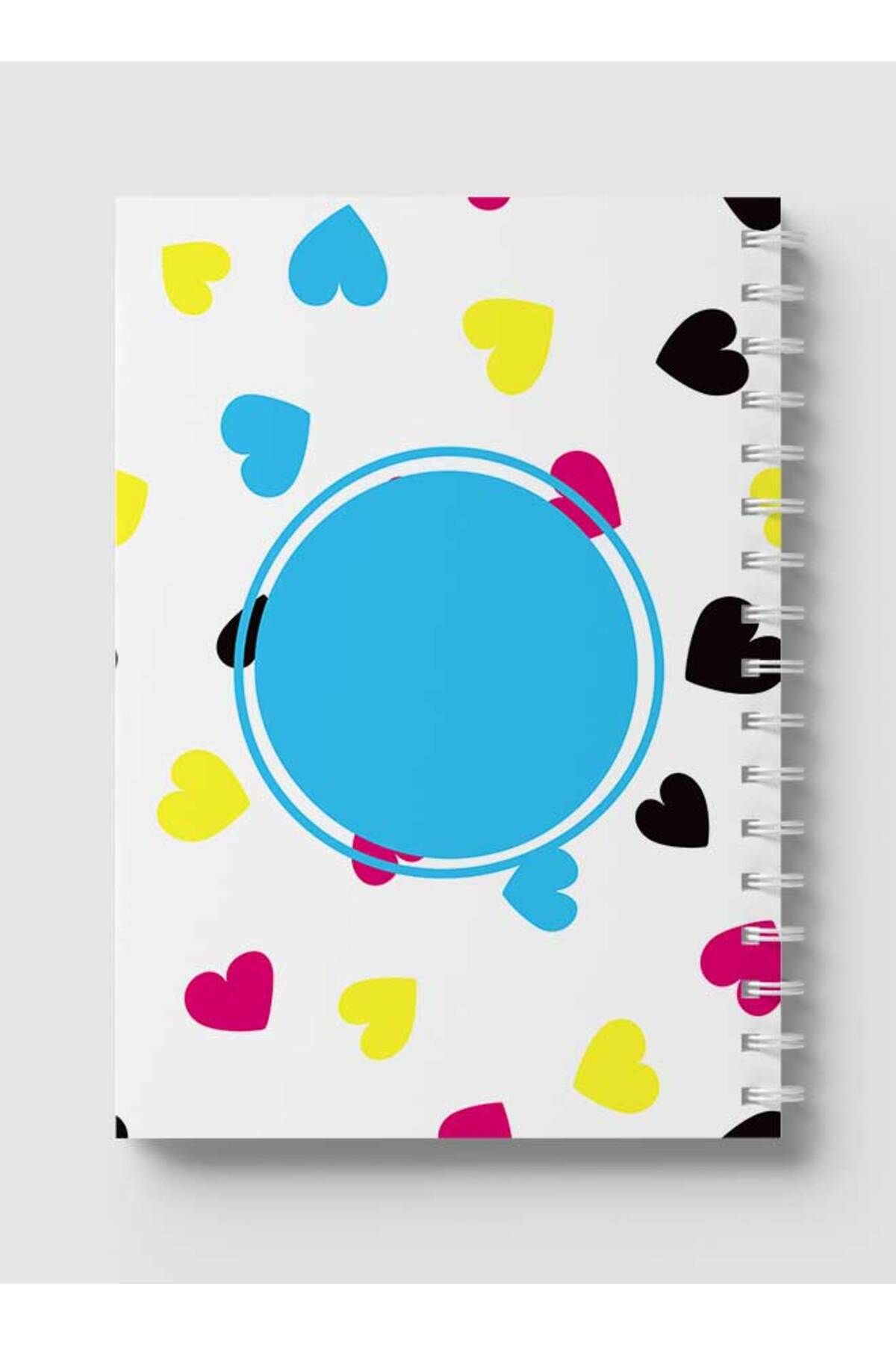 LOWHA-Spiral Notebook with Front and Back Hard Covers Featuring Colored Hearts Design 5