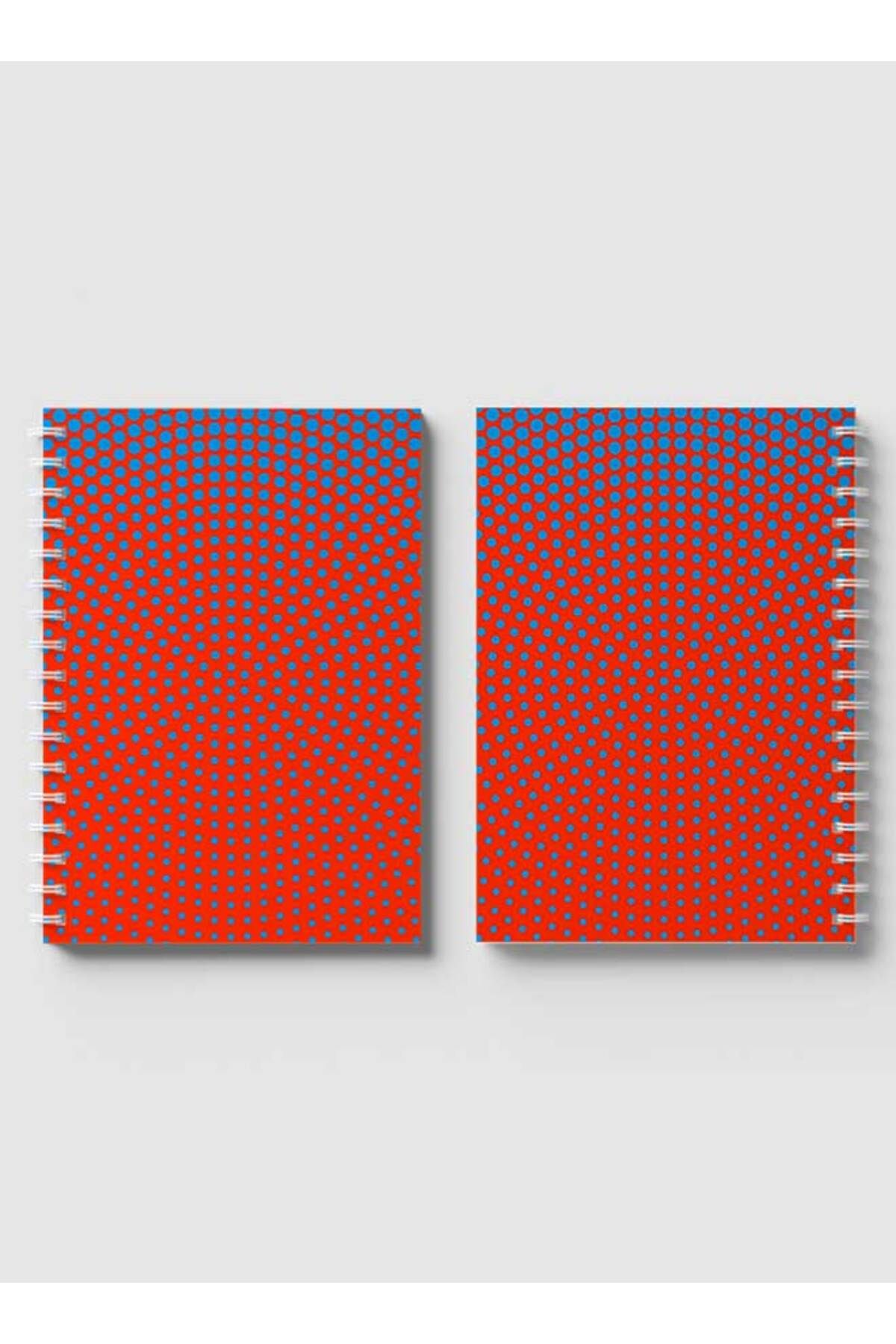 LOWHA-Spiral Notebook with Front and Back Hard Covers Featuring Circular Halftone Blue Design 4