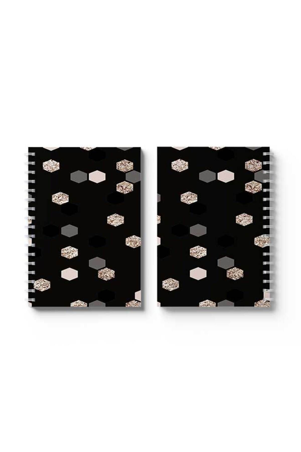 LOWHA-Spiral Notebook with Front and Back Hard Covers Featuring Shapes Design 4