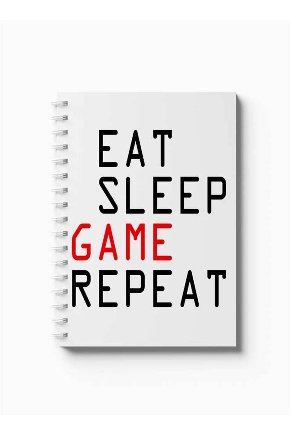 LOWHA-Spiral Notebook with Front and Back Hard Covers Featuring Eat Sleep Game Repeat Design 5