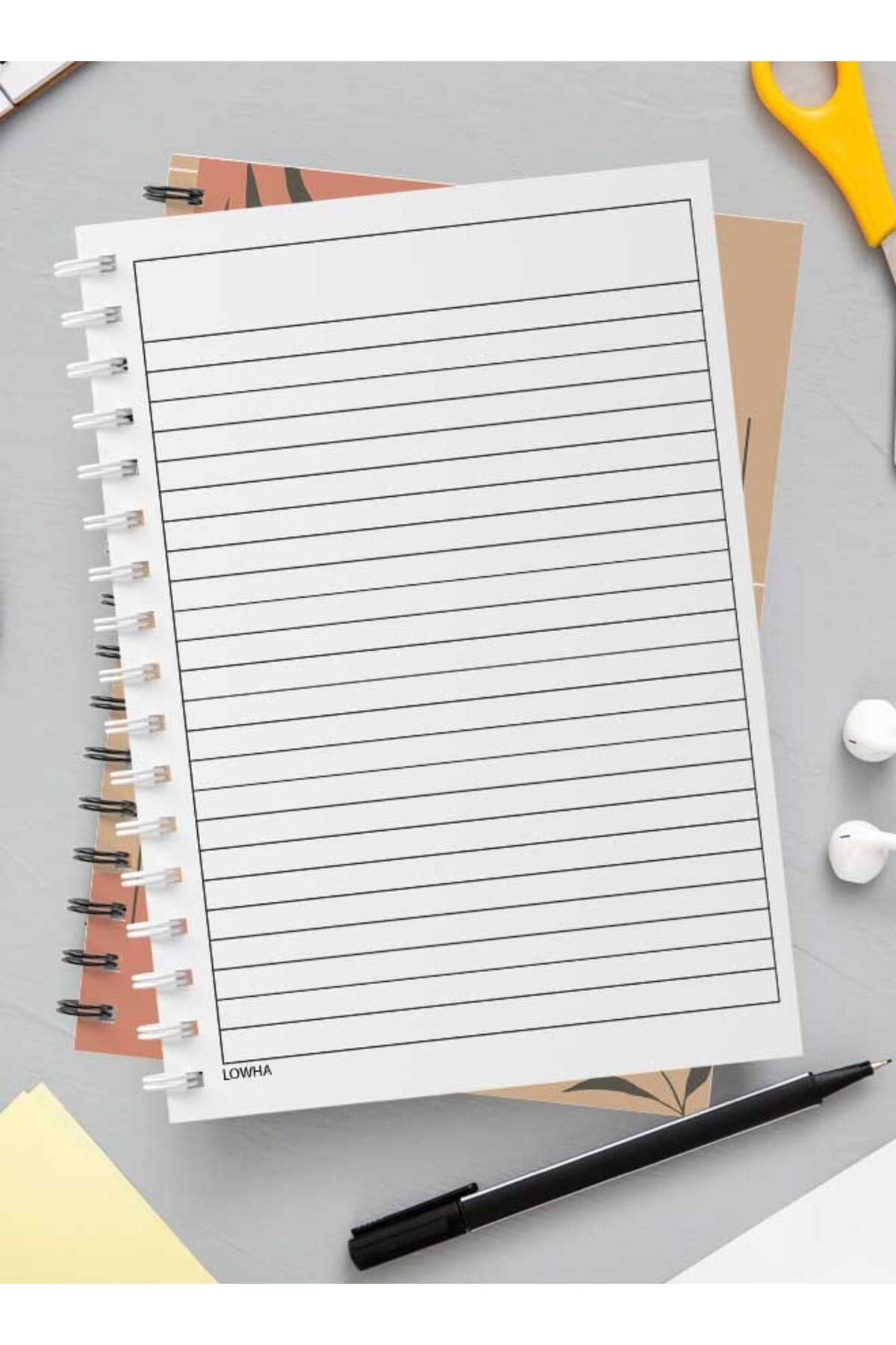 LOWHA-Spiral Notebook with Front and Back Hard Covers Featuring Boho Design 3