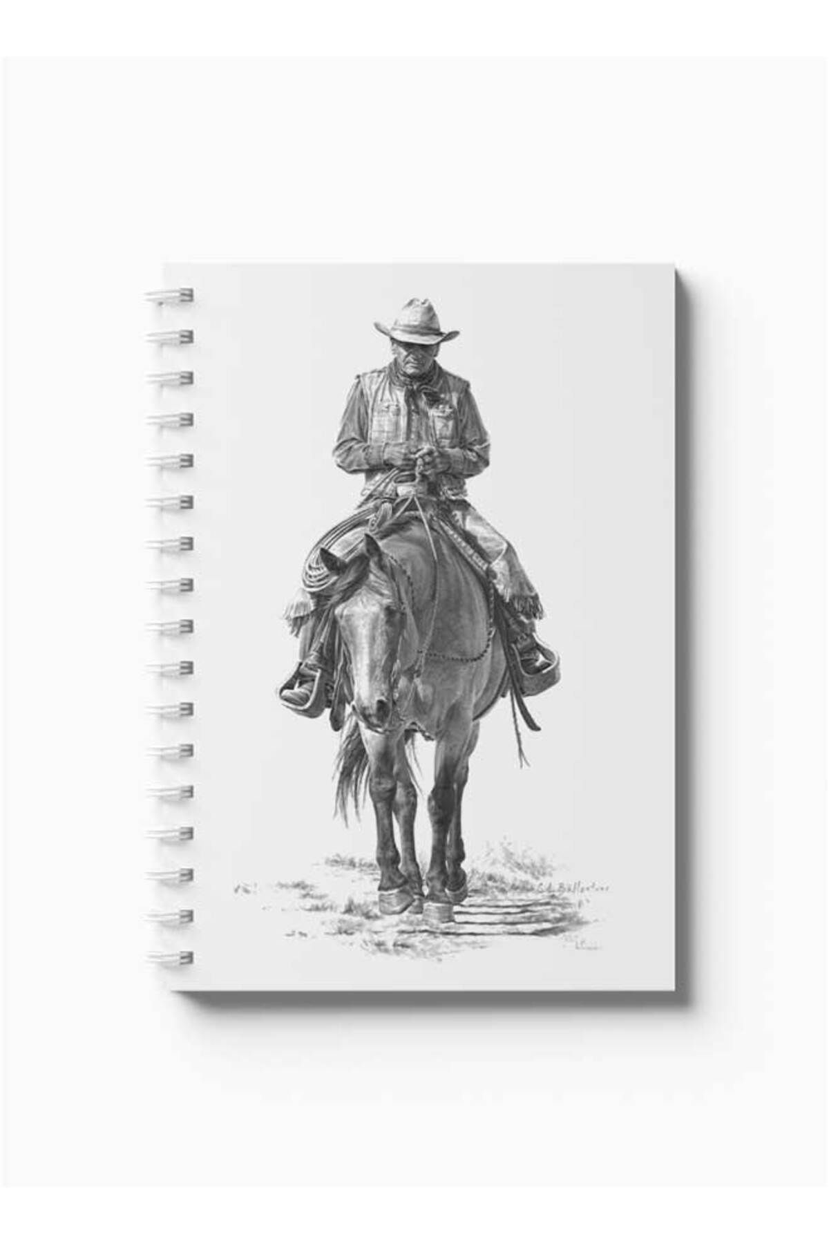 LOWHA-Spiral Notebook with Front and Back Hard Covers Featuring Man with Horse Design 5