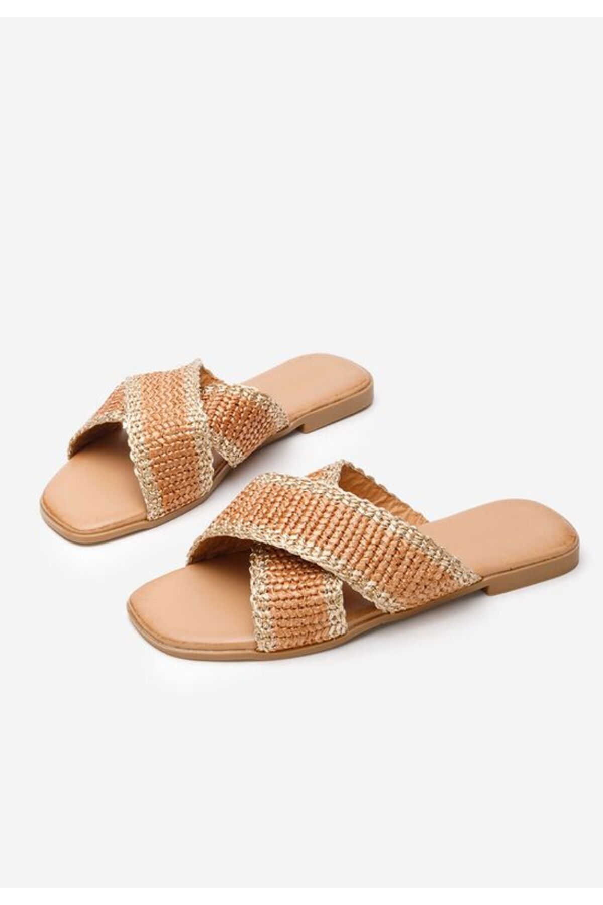 B T Shoes-Jamira camel flat slippers 4