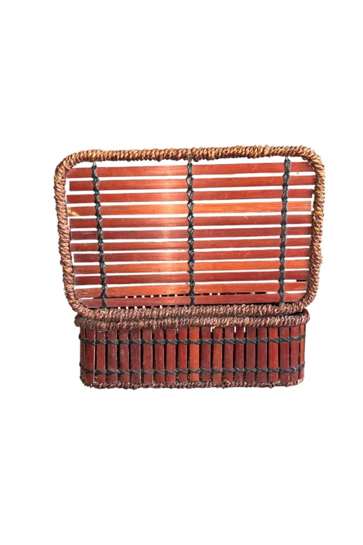 onyyapim-Multi-Purpose Wicked Rectangular Basket with Lid – 10X28X18 cm 3