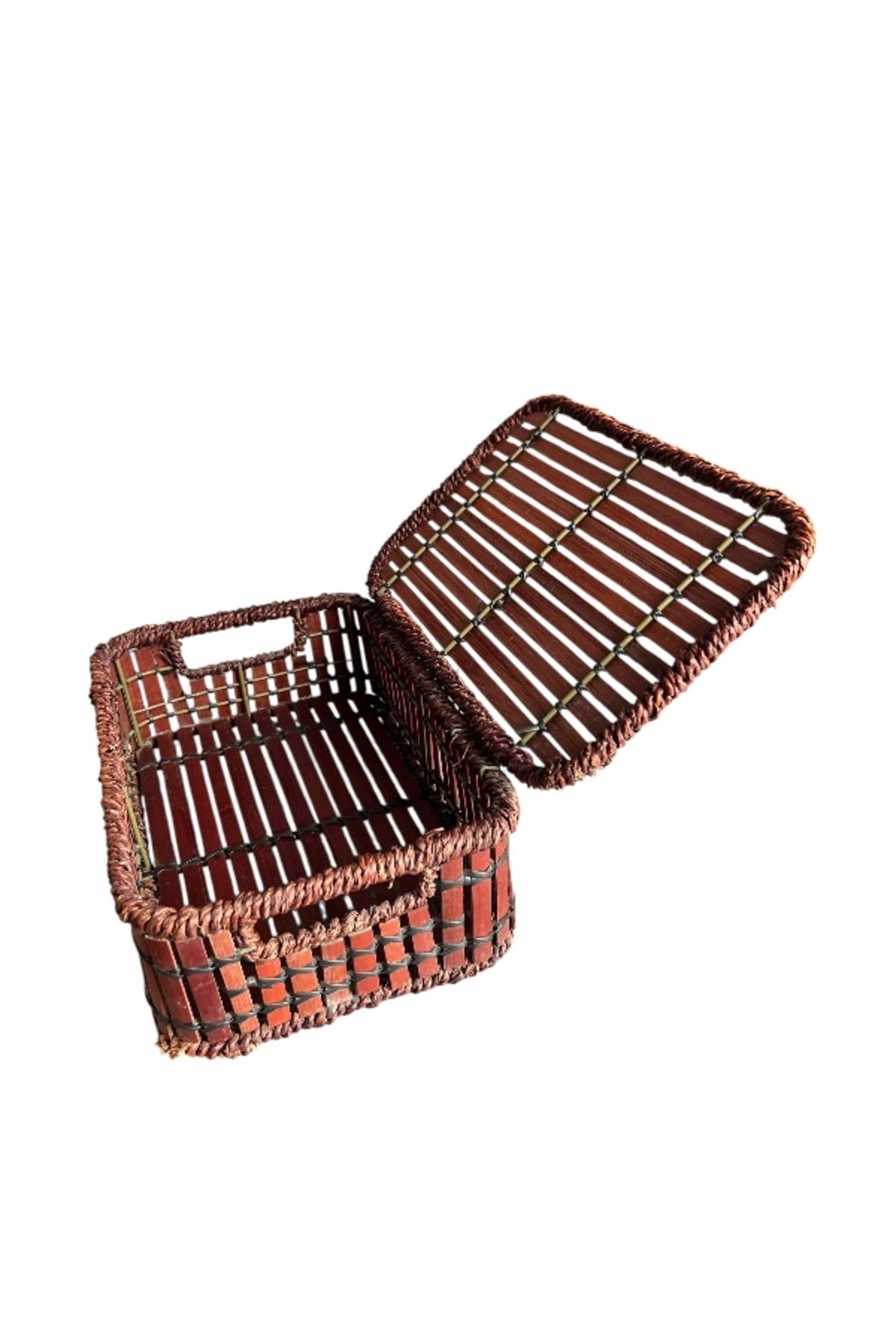 onyyapim-Multi-Purpose Wicked Rectangular Basket with Lid – 10X28X18 cm 7