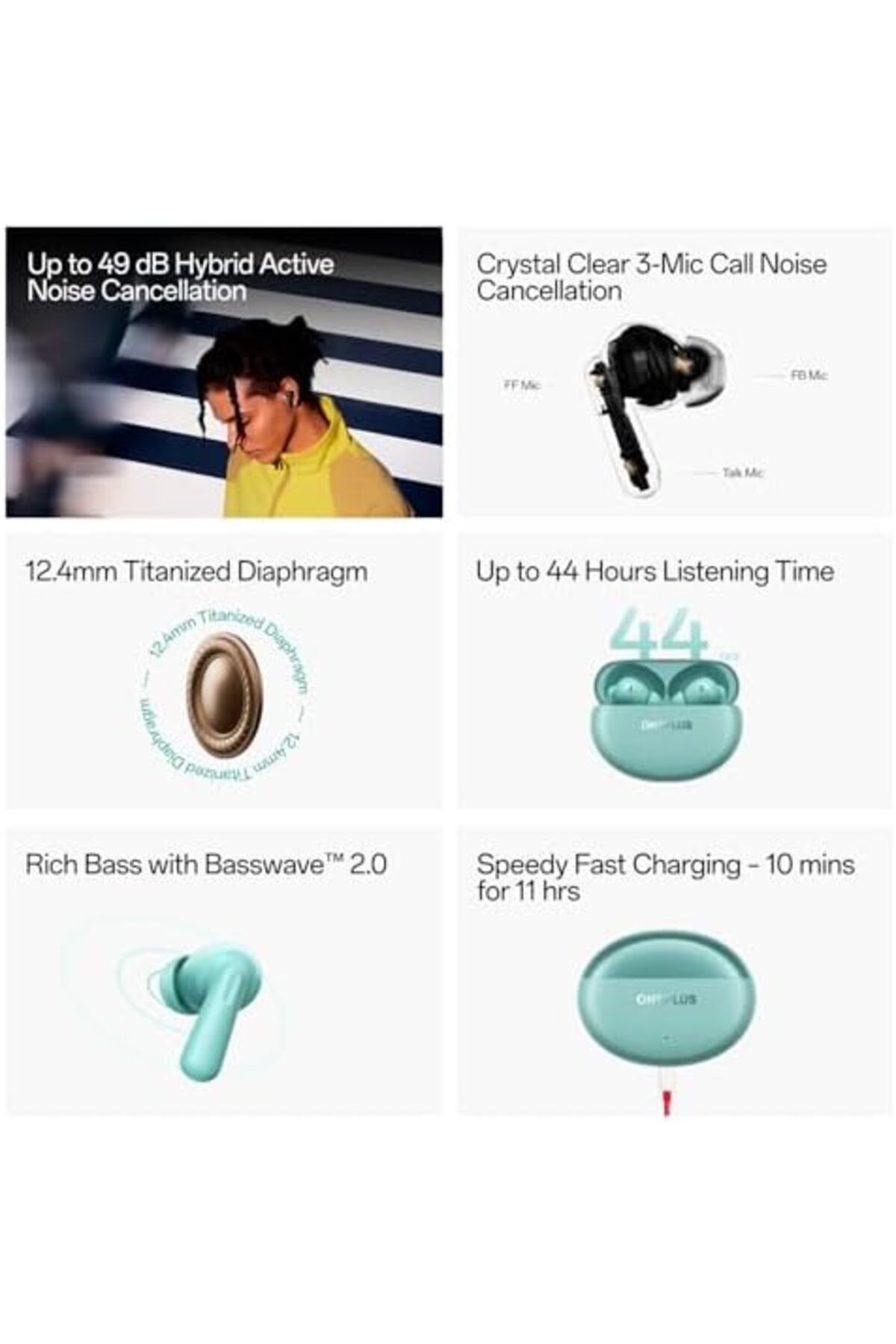 Oneplus-Nord Buds 3 Pro Truly Wireless Bluetooth Earbuds with upto 49 dB Active Noise Cancellation, 4