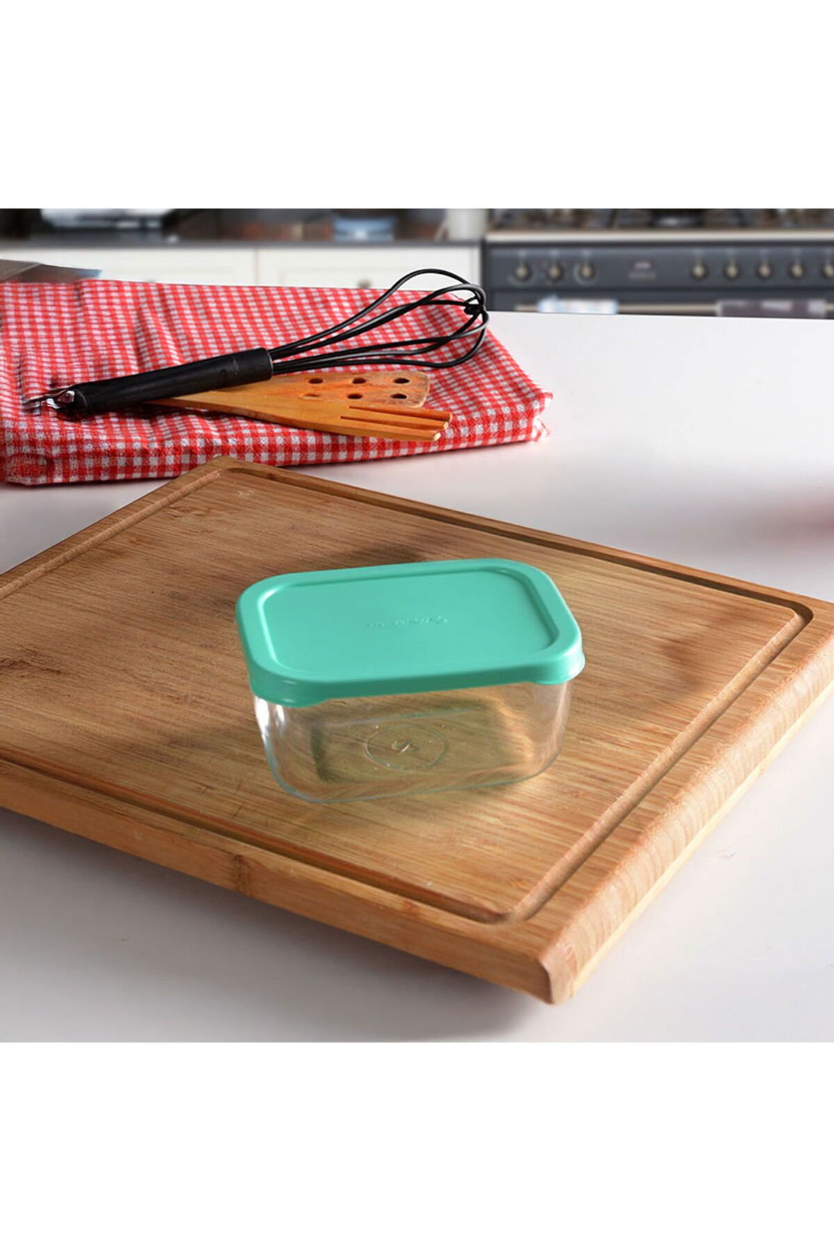 Paşabahçe-Snow Box Storage Container - Transparent / Green - 420 ml 2