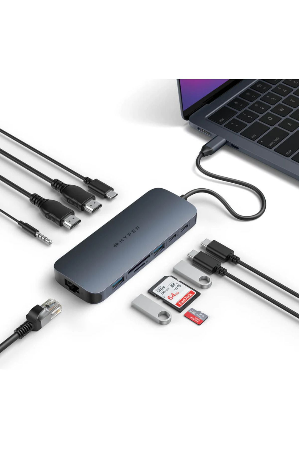 3DHyperStudio-Hyper HyperDrive EcoSmart Gen.2 Dual HDMI USB-C 11-in-1 Hub w 140 W PD3.1 Pass-Thru - 5