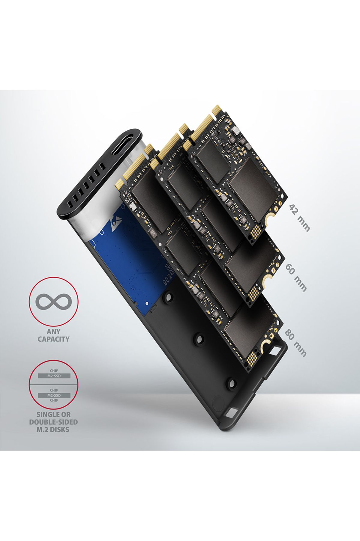 Axagon-External USB-C 3.2 Gen 2 metal box for M.2 NVMe & SATA SSD disks 9