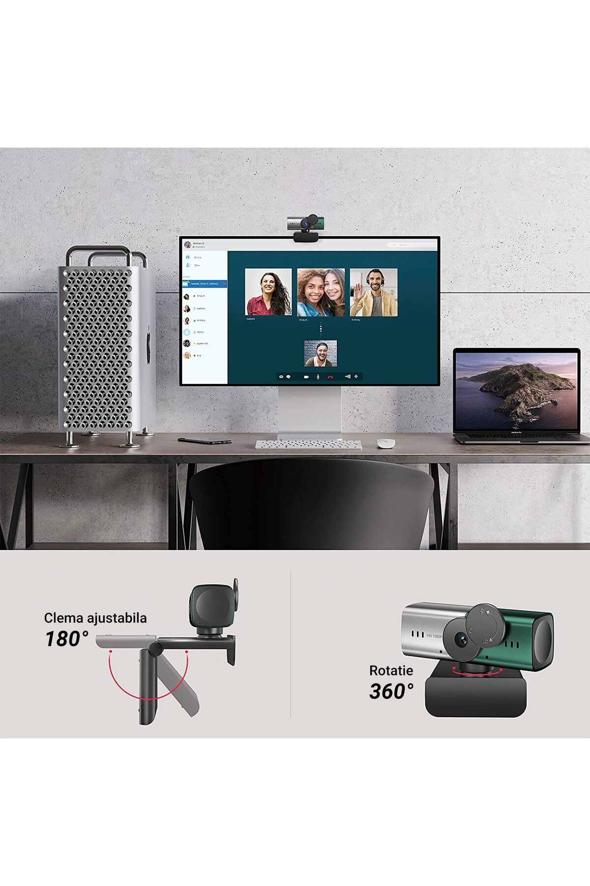 WowStep-Camera Web, 1080p 30fps, Auto-Focus, 360 Grade, Microfon Reducere Zgomot, USB, Trepied 6