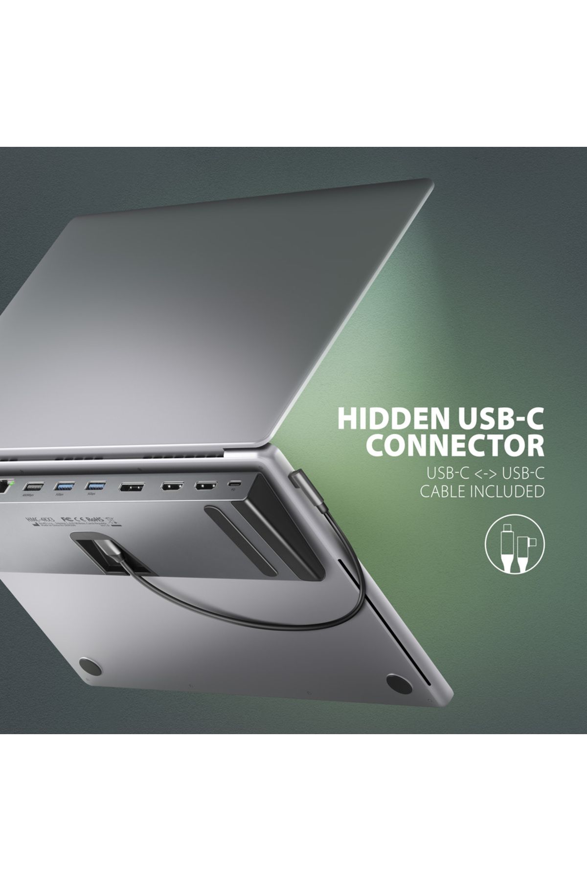 Axagon-USB-C 5Gbps TRIPLE 4K DISPLAY 11in1 Hub | HMC-4KX3 10