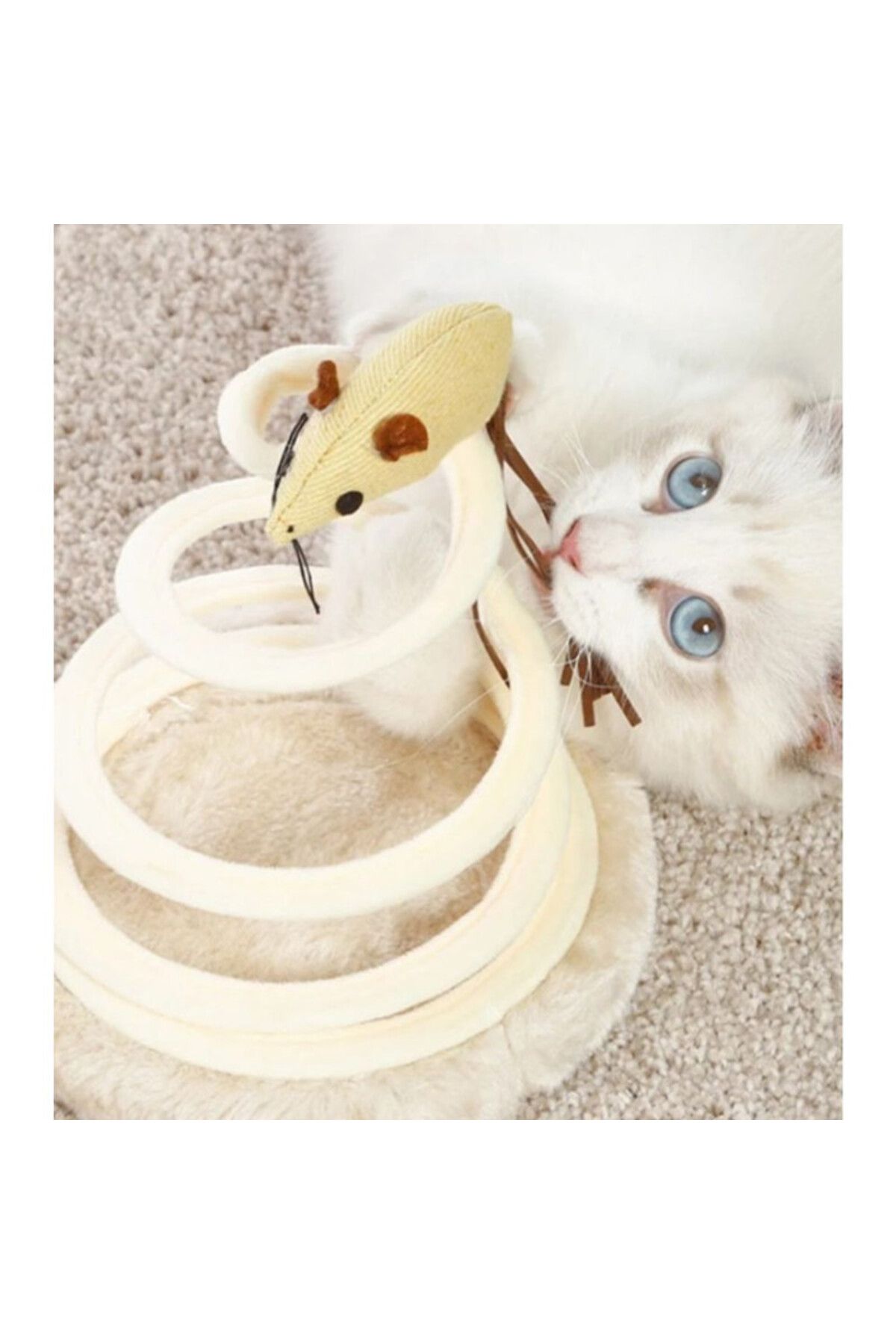 Mercaton-Interactive toy for kittens, Claw sharpener, Mouse with long tail model, 15 x 23 cm, Beige 6