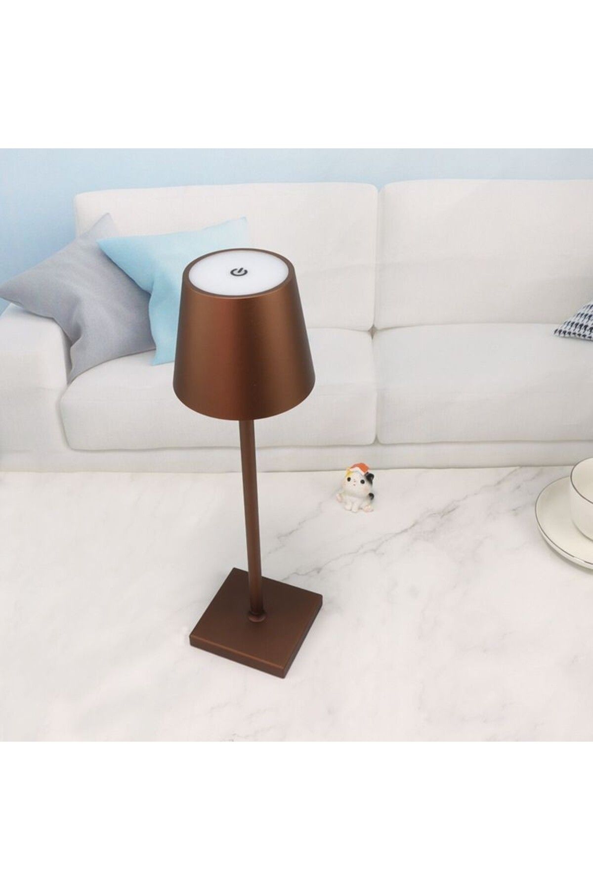 Tescomak-Rechargeable touch LED table lamp with telescopic rod, brown 3