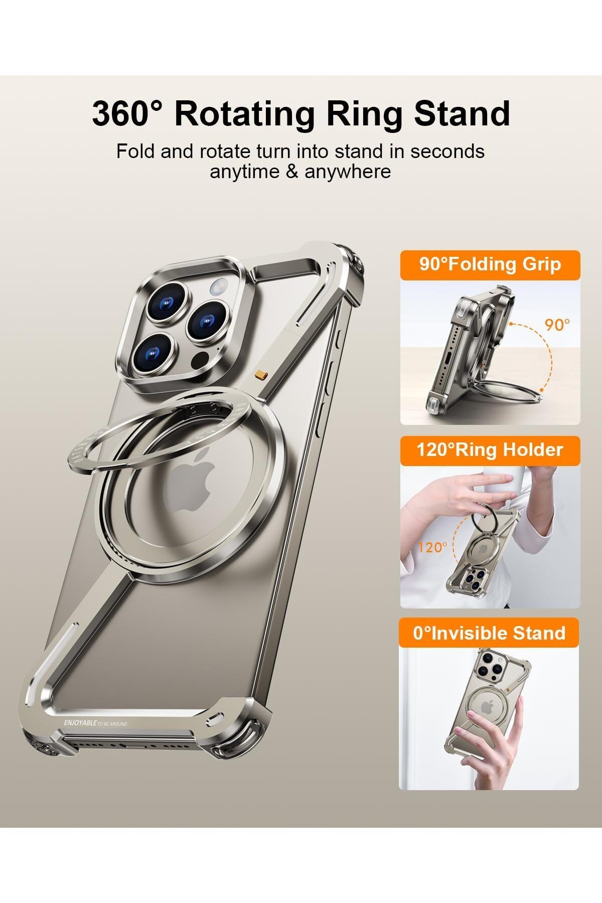 Generic-Phone Case Compatible With Iphone 16 Pro Max, 360° Rotation Kickstand 6