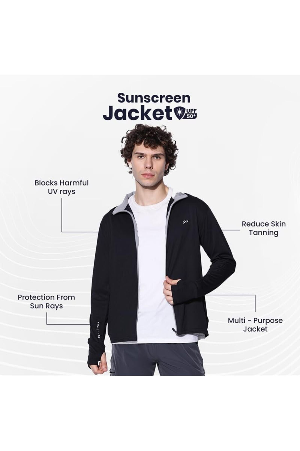 BLUE TYGA-Sunscreen Jacket with UV Protection UPF 50+ Jacket with Breathability & Coolrush Technolog 4