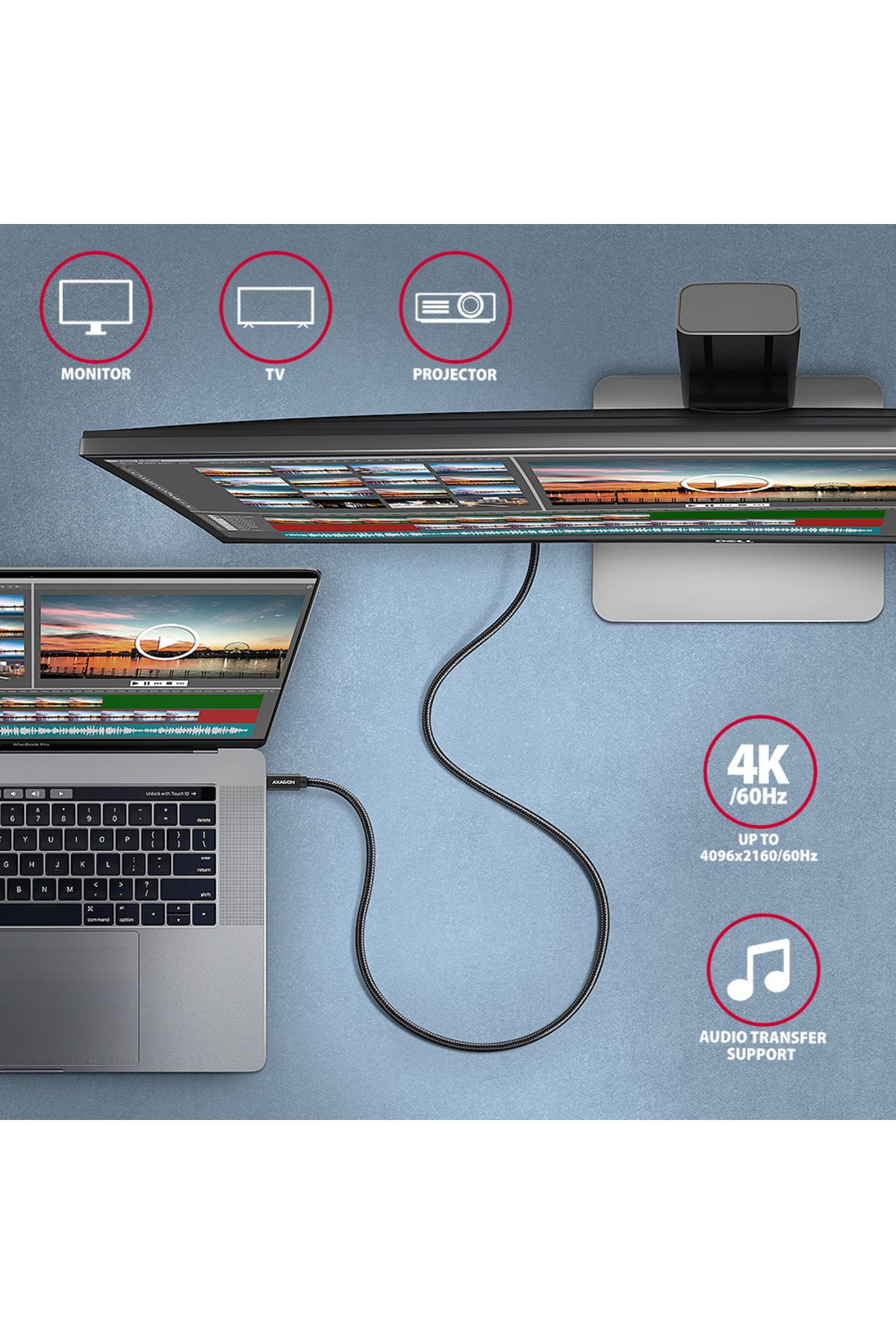 Axagon-Data and charging USB 2.0 cable, 1.5 m | BUCM32-CM15AB | USB-C to USB-C 7