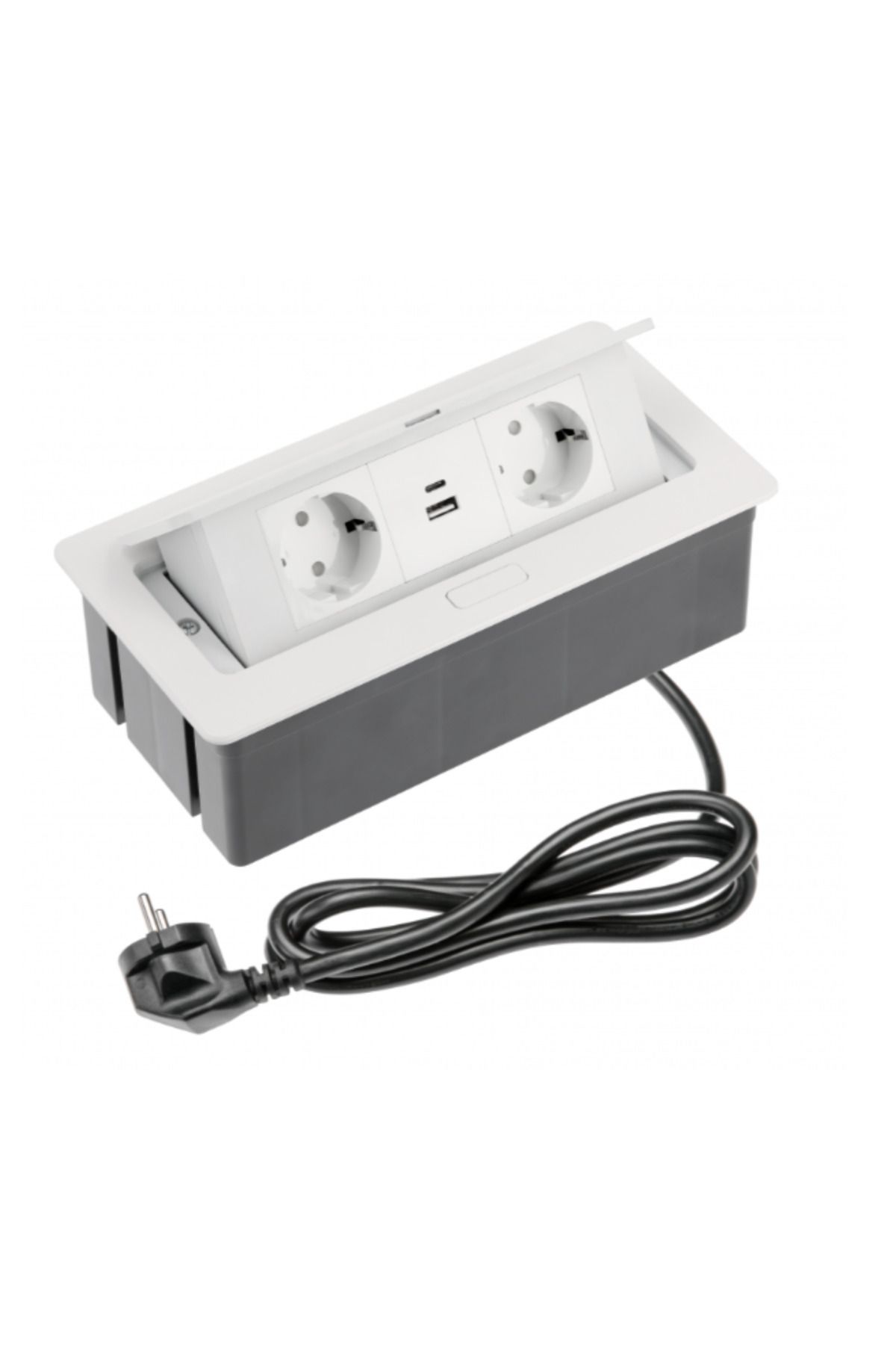GTV-Soft Retractable Built-in Socket,GTV,2 Schuko, 1 USB-A, 1 USB-C,Cable Length 1.5m, 3600W, 20IP,White 1