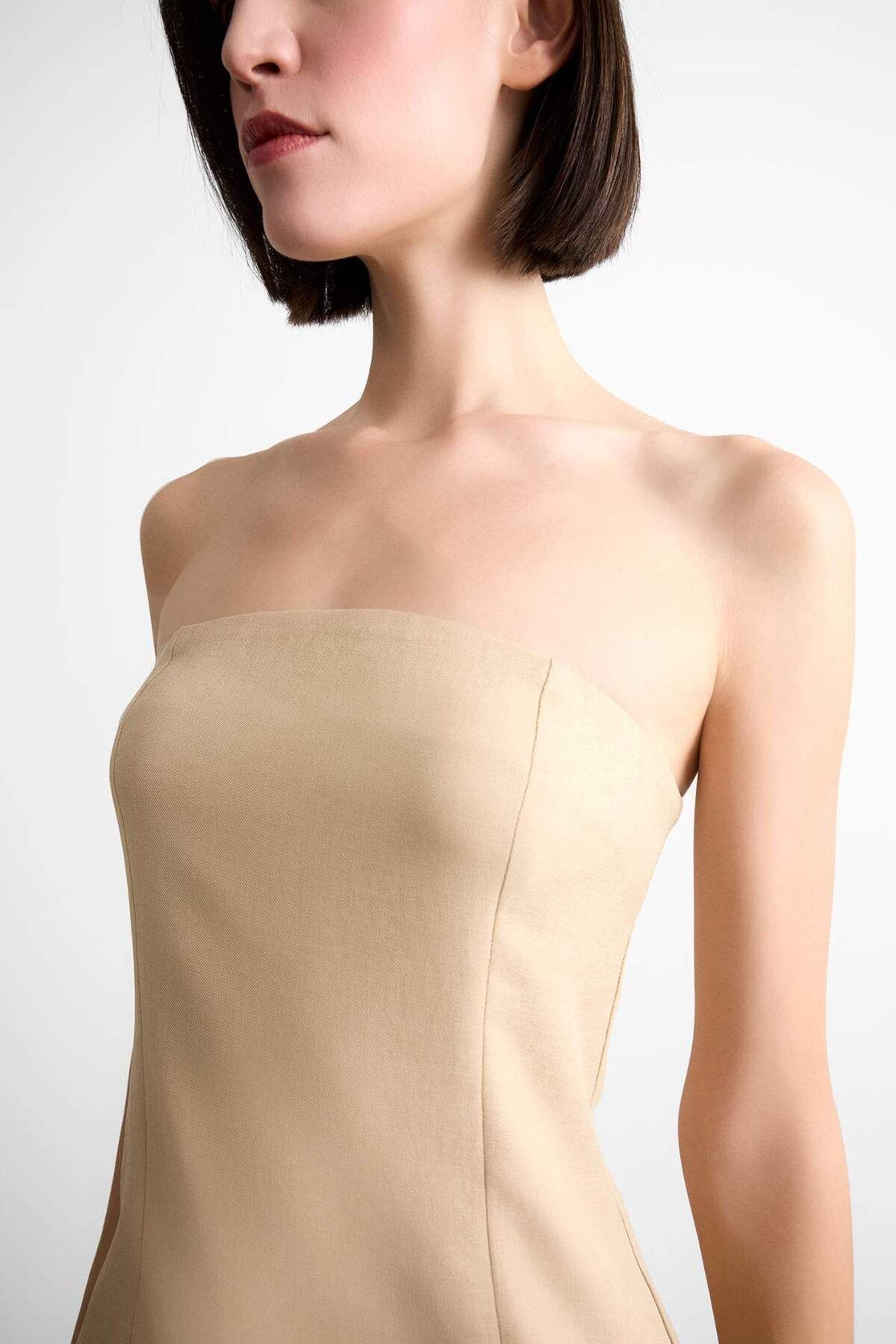 DeFacto-Body Hugging Strapless Basic Plain Blouse F7979Ax25Sm 6