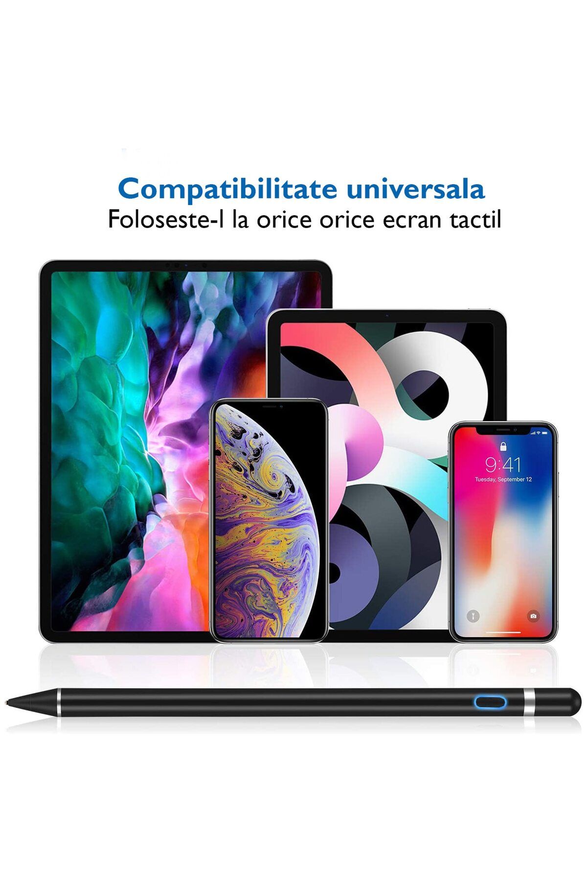 WowStep-Stylus iPad Pen Universal,, Pix Touch Tableta iPad Apple 2010-2022, Android, Windows, Fara Lag, Alb 5