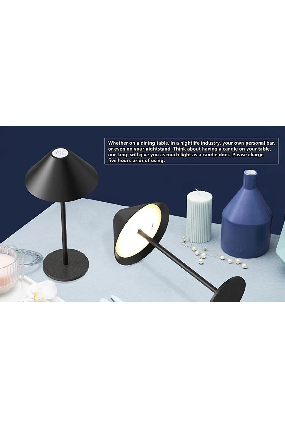 Tescomak-Rechargeable touch led table lamp, 3 brown color temperatures 6