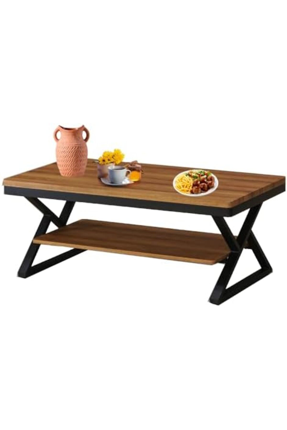 AGD-Modern Central Coffee Table with Two Levels Open Shelf 4